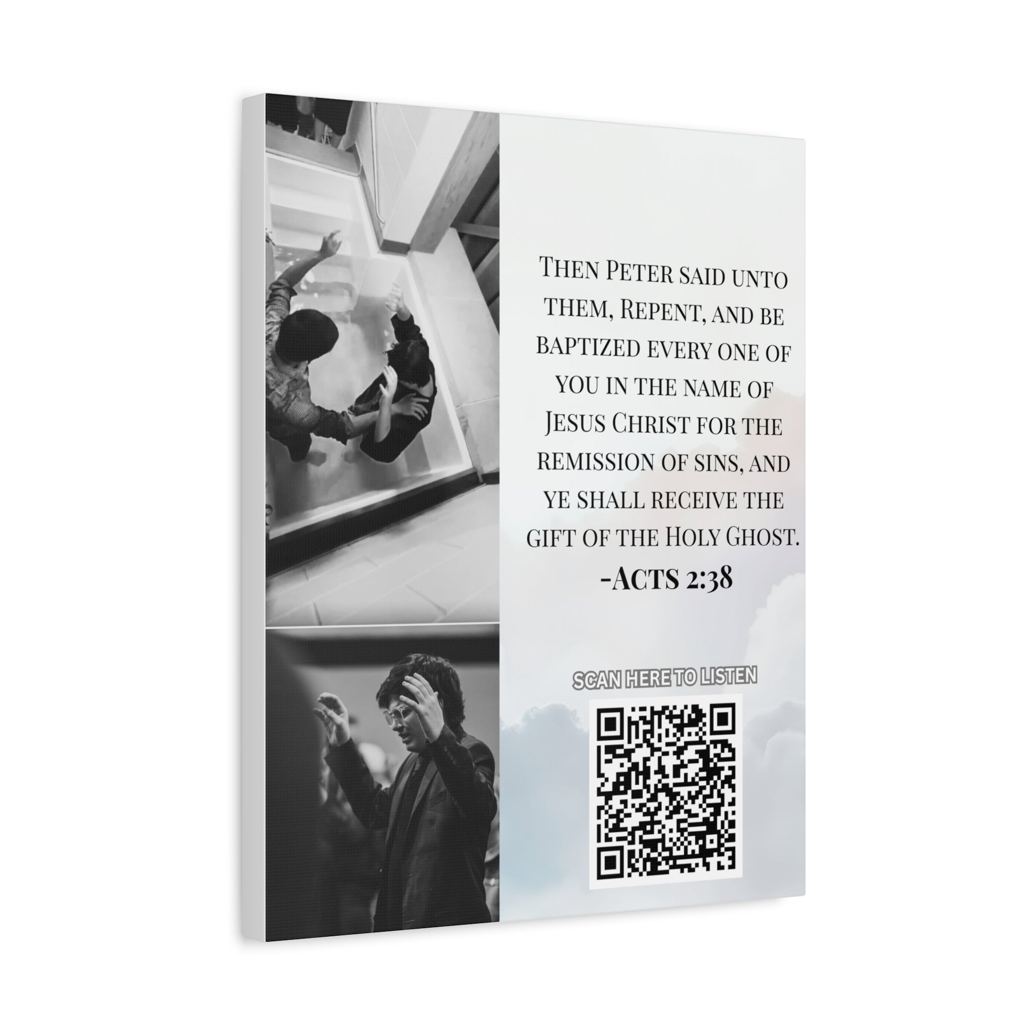 Baptism Holy Ghost Photo Canvas Wall Art w/Personalized Spotify Song Link, Multiple Sizes, Friend Gift, Home Decor, Personalized Art, Modern Wall Decor, Gallery Style Print