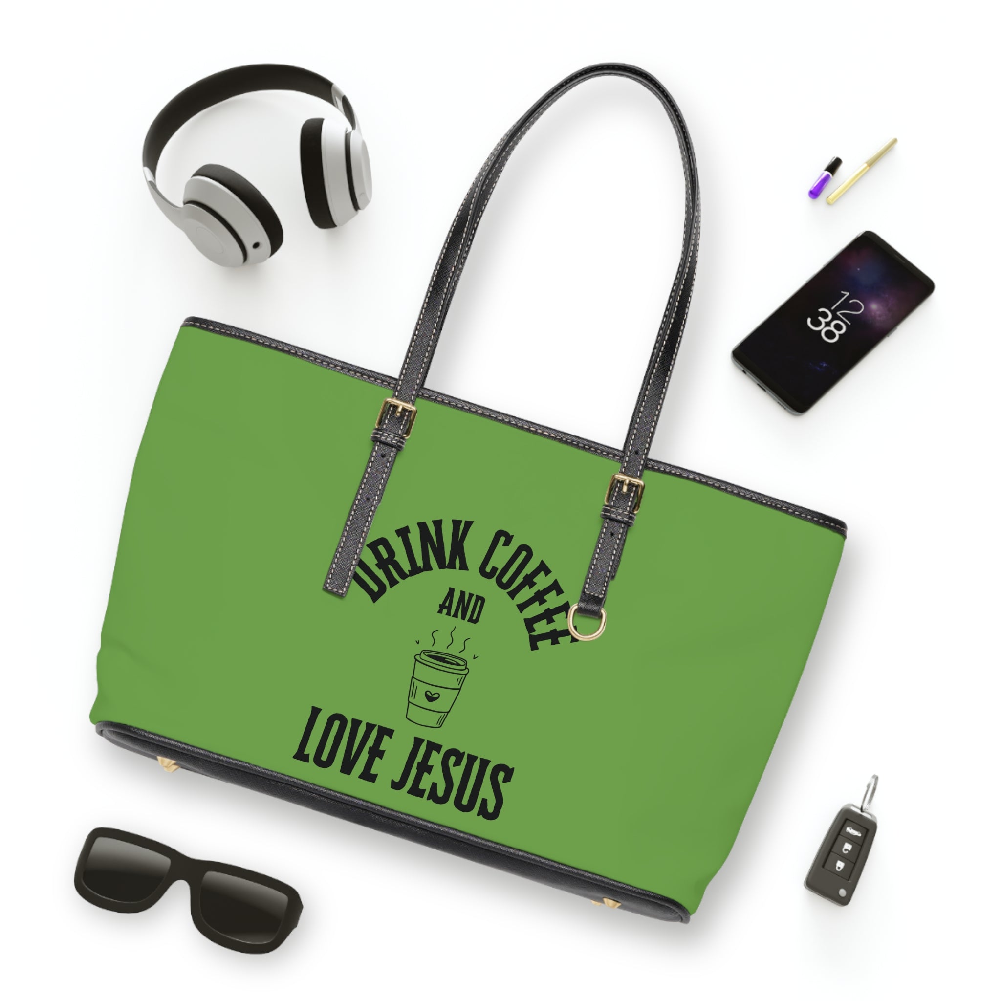 Coffee & Christ Handbag - PU Leather Shoulder Bag