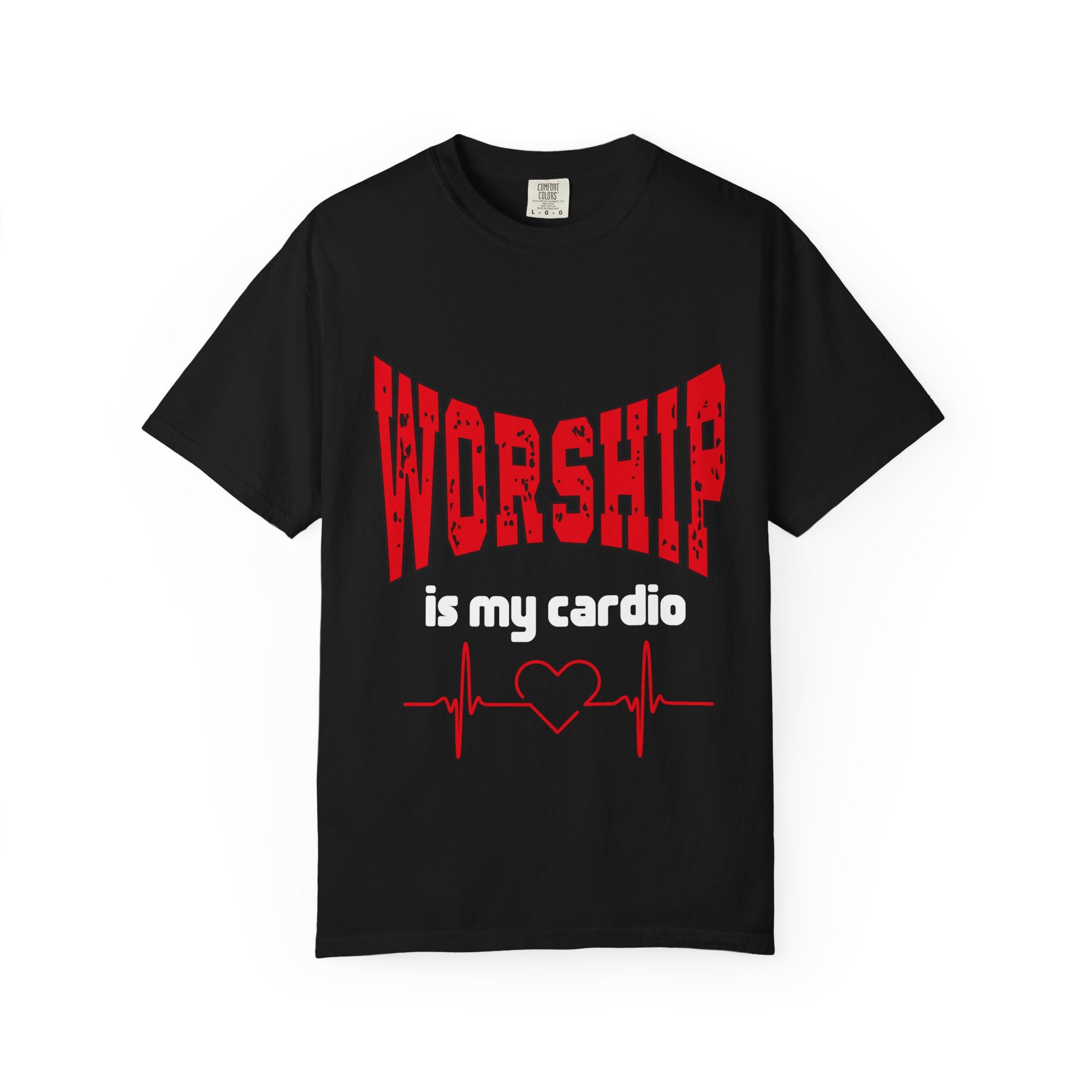 Worship Is My Cardio Dark Colors Unisex Garment-Dyed T-shirt, Christian Tshirts, Christian Merchandise, Gifts for Church, Gifts for Christmas, Gifts for Birthdays, Christian Apparel