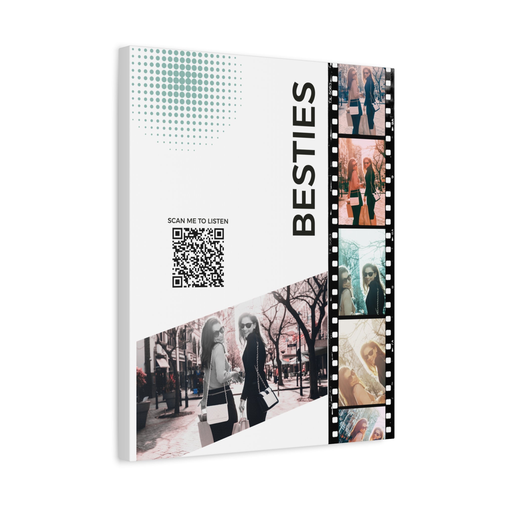 Besties Color Photo Canvas Wall Art w/Personalized Spotify Song Link 20x24, Friend Gift, Home Decor, Personalized Art, Modern Wall Decor, Gallery Style Print