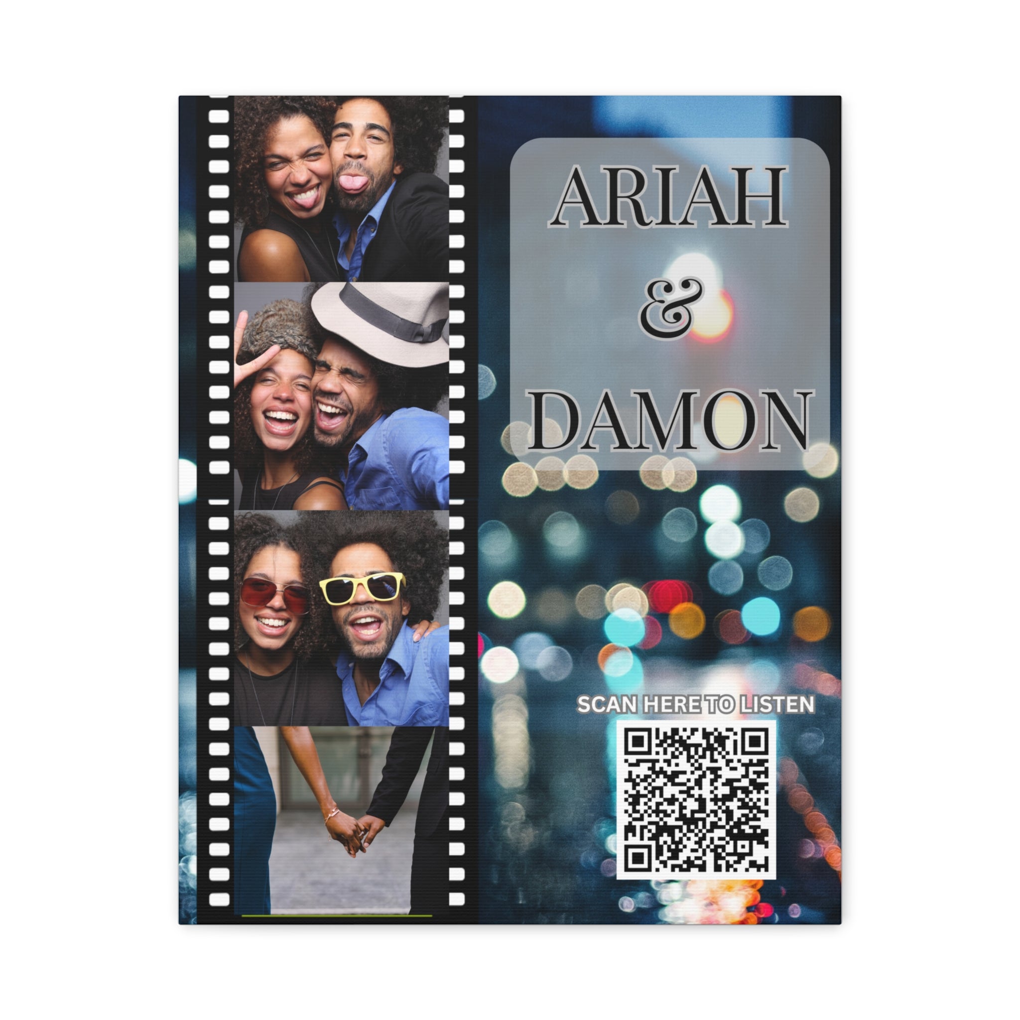 Couples City View Photo Canvas Wall Art w/Personalized Spotify Song Link, Multiple Sizes, Friend Gift, Home Decor, Personalized Art, Modern Wall Decor, Gallery Style Print