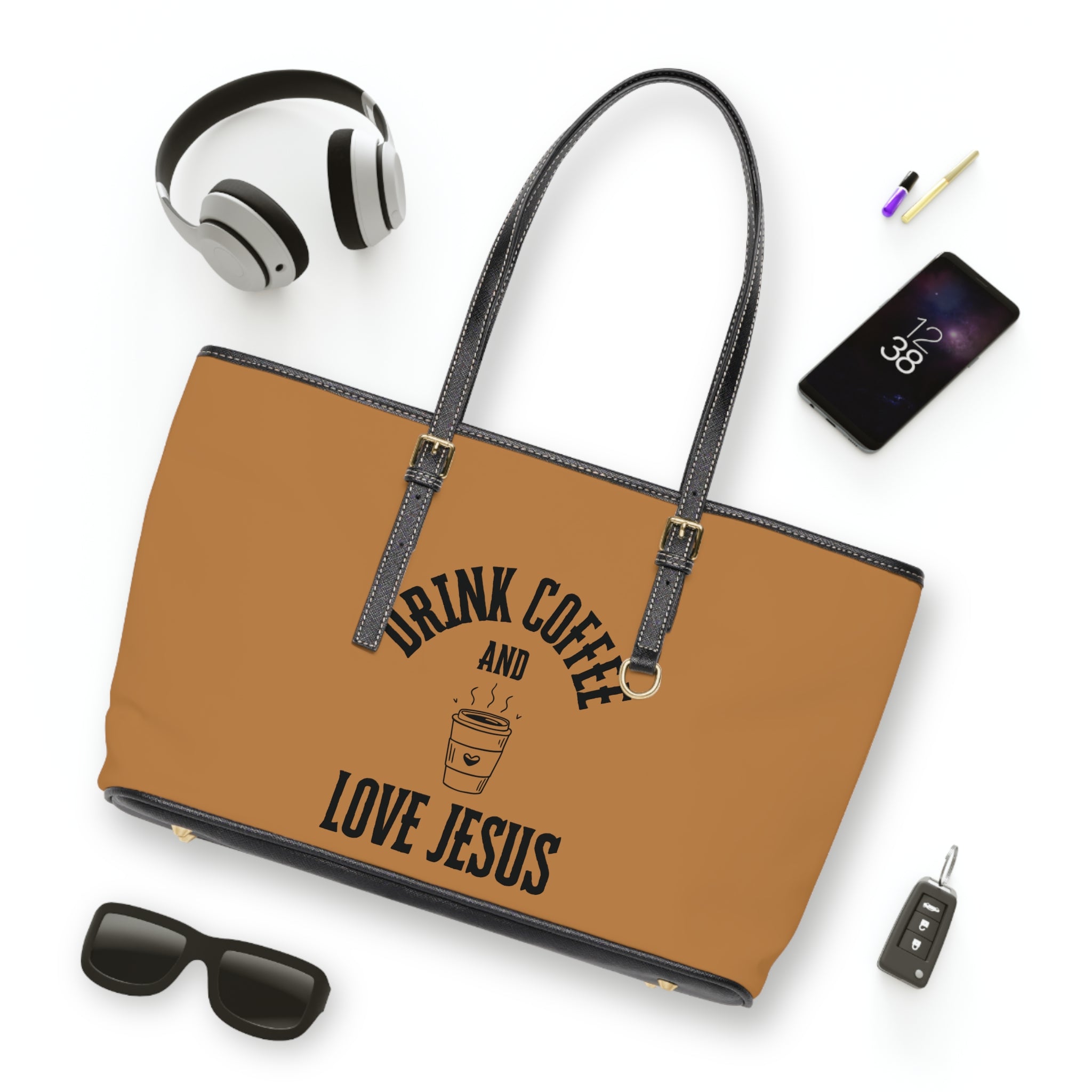 Coffee & Christ Handbag - PU Leather Shoulder Bag