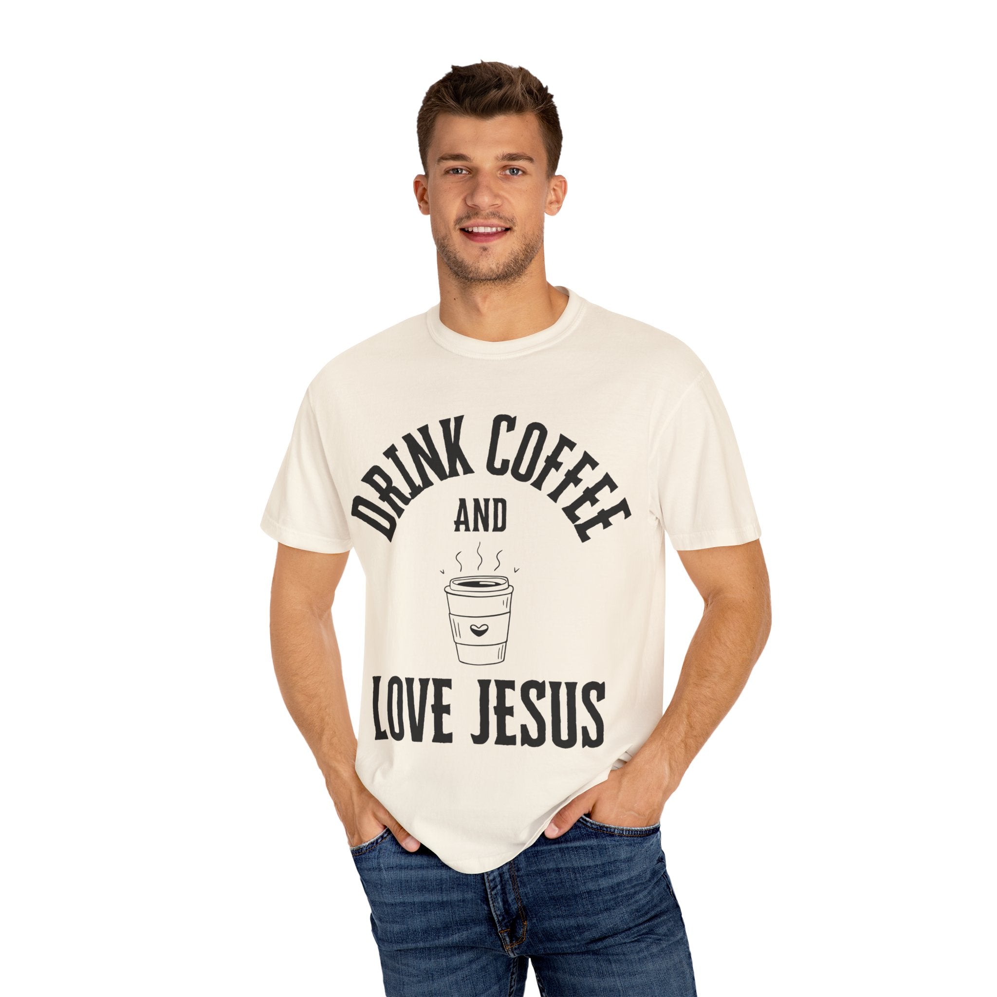 Love Jesus Unisex Garment-Dyed T-shirt, Christian Tshirts, Christian Merchandise, Gifts for Church, Gifts for Christmas, Gifts for Birthdays, Christian Apparel