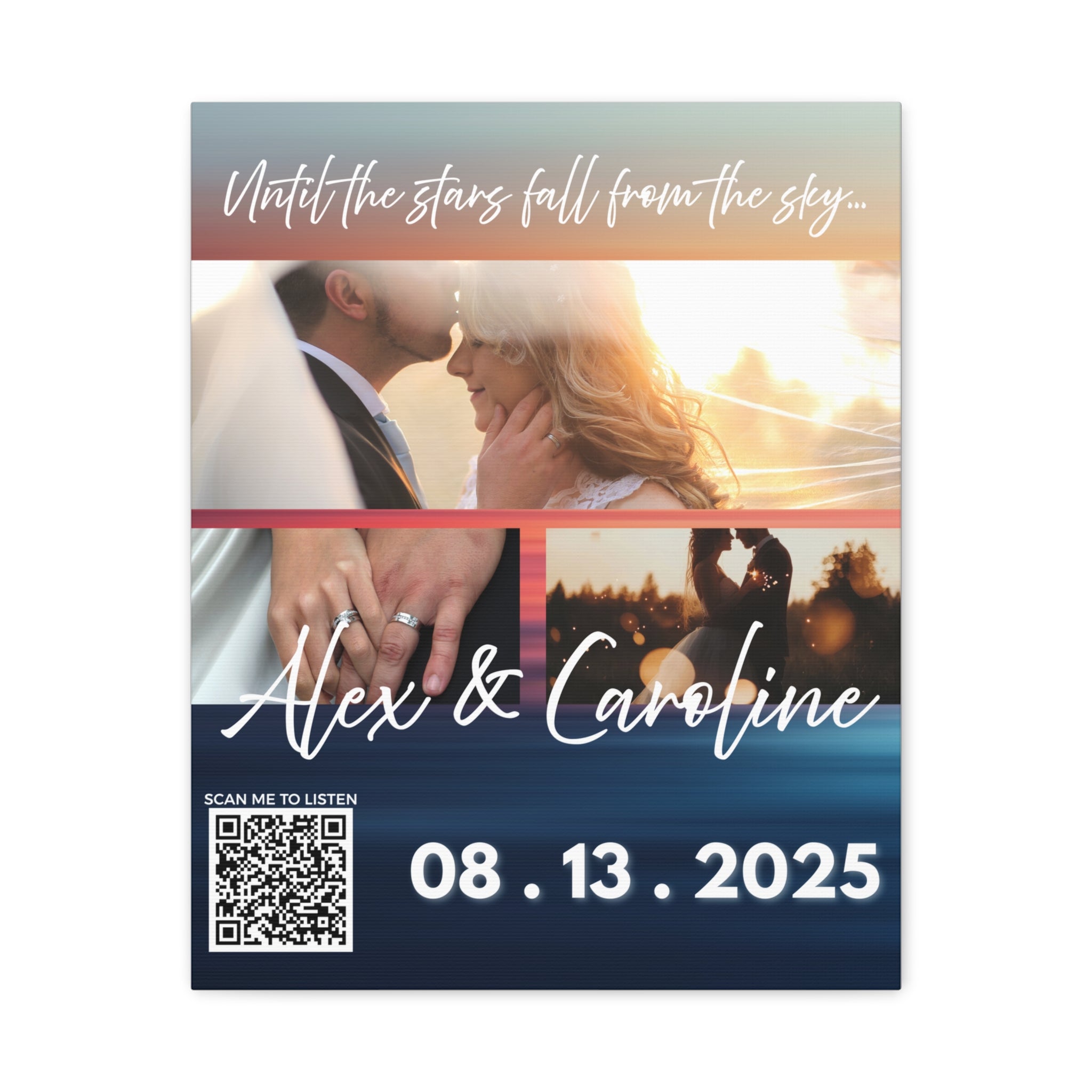 Ocean Wedding Photo Canvas Wall Art w/Personalized Spotify Song Link, Multiple Sizes, Friend Gift, Home Decor, Personalized Art, Modern Wall Decor, Gallery Style Print