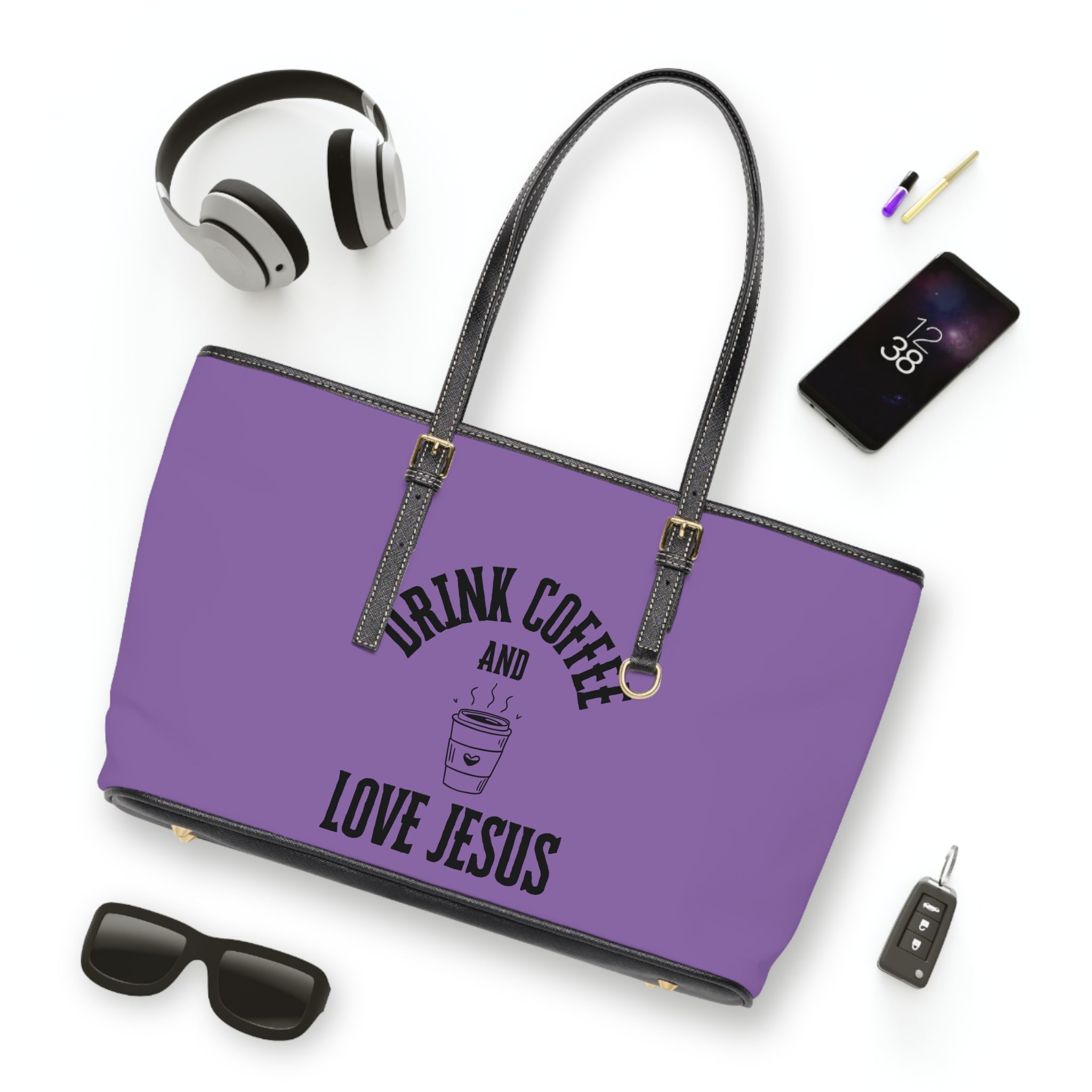 Coffee & Christ Handbag - PU Leather Shoulder Bag