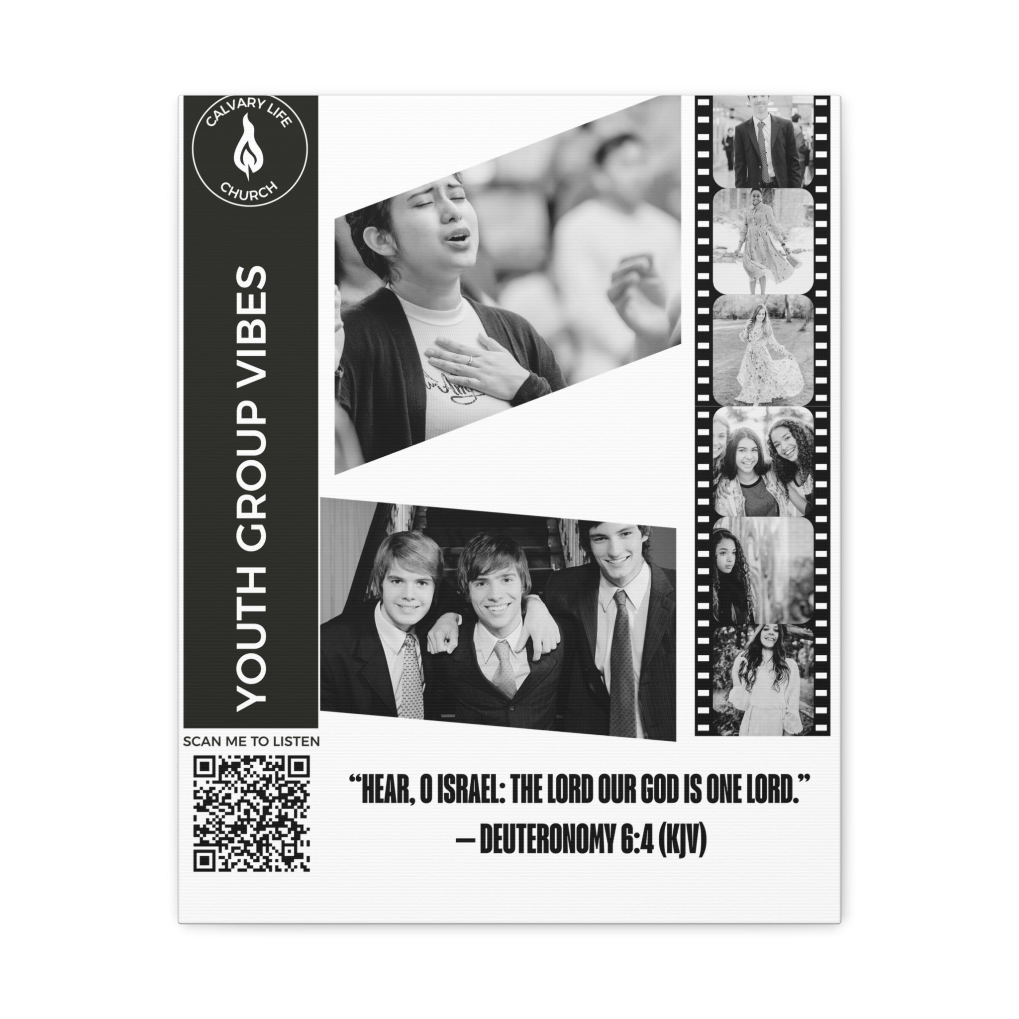 Youth Group Photo Canvas Wall Art w/Personalized Spotify Song Link, Multiple Sizes, Friend Gift, Home Decor, Personalized Art, Modern Wall Decor, Gallery Style Print