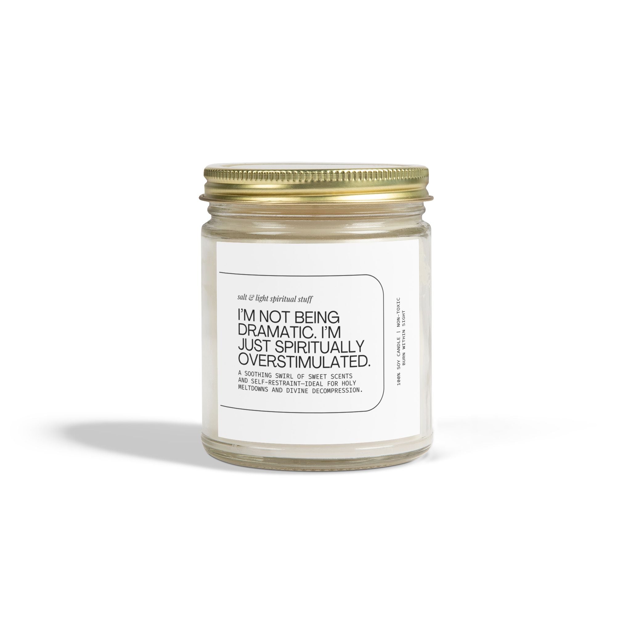 🕯️ Spiritually Overstimulated Candle – Drama-Free Burn Edition, Scented Candles, Coconut Apricot Wax (4 oz, 9 oz), Christian Gifts, Christmas Gifts, Friends Gifts, Gifts for Her, Funny Candles