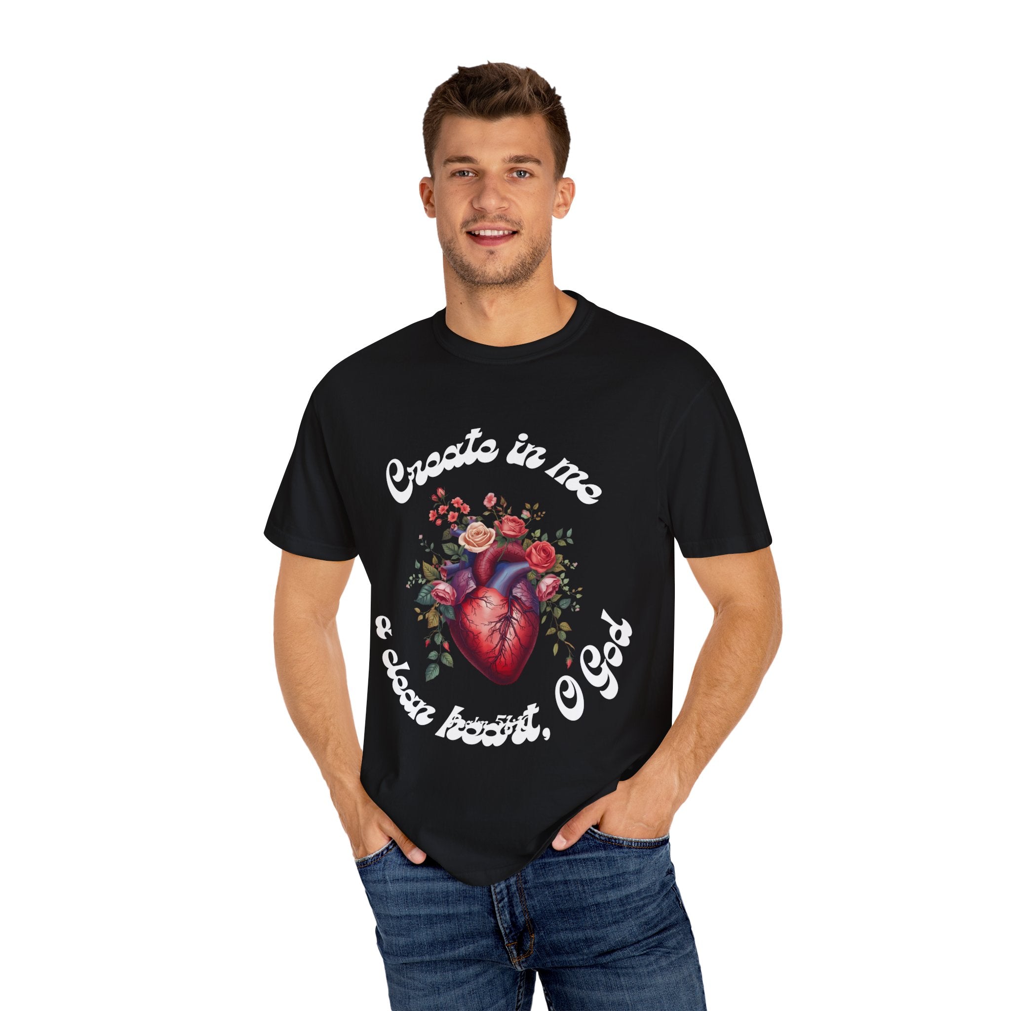 Clean Heart Unisex Garment-Dyed T-shirt, Christian Tshirts, Christian Merchandise, Gifts for Church, Gifts for Christmas, Gifts for Birthdays, Christian Apparel