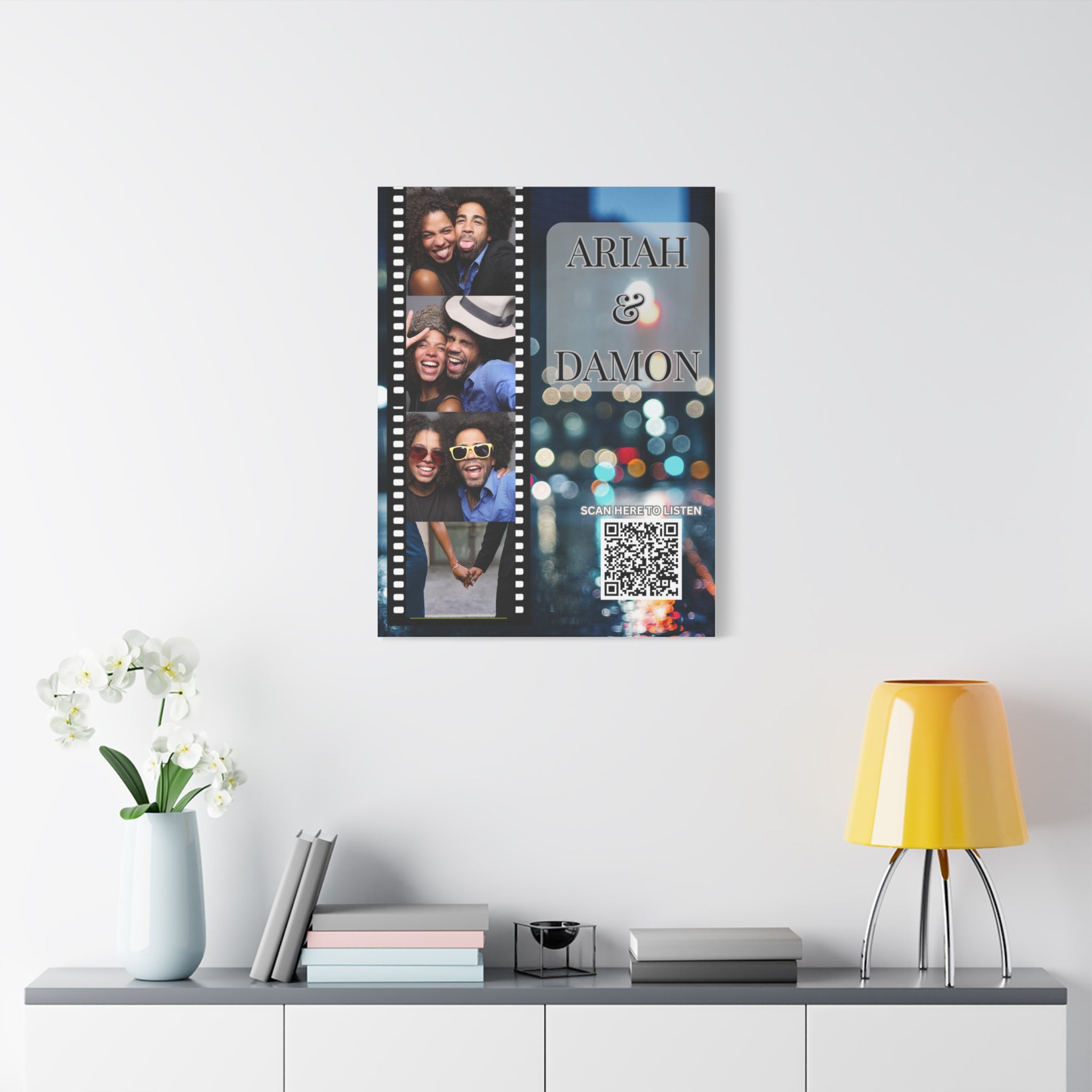 Couples City View Photo Canvas Wall Art w/Personalized Spotify Song Link, Multiple Sizes, Friend Gift, Home Decor, Personalized Art, Modern Wall Decor, Gallery Style Print