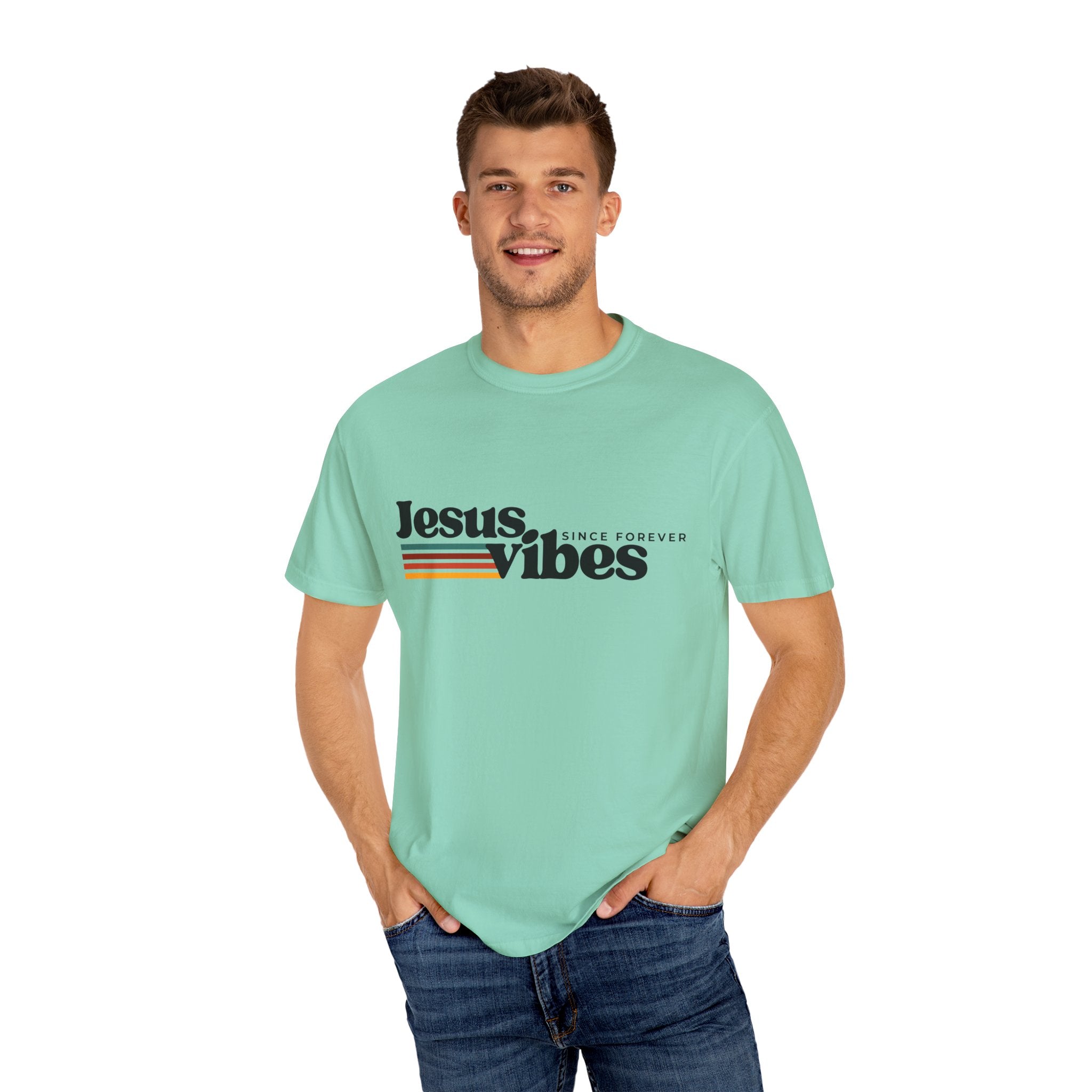 Jesus Vibes Unisex Garment-Dyed T-shirt, Christian Tshirts, Christian Merchandise, Gifts for Church, Gifts for Christmas, Gifts for Birthdays, Christian Apparel