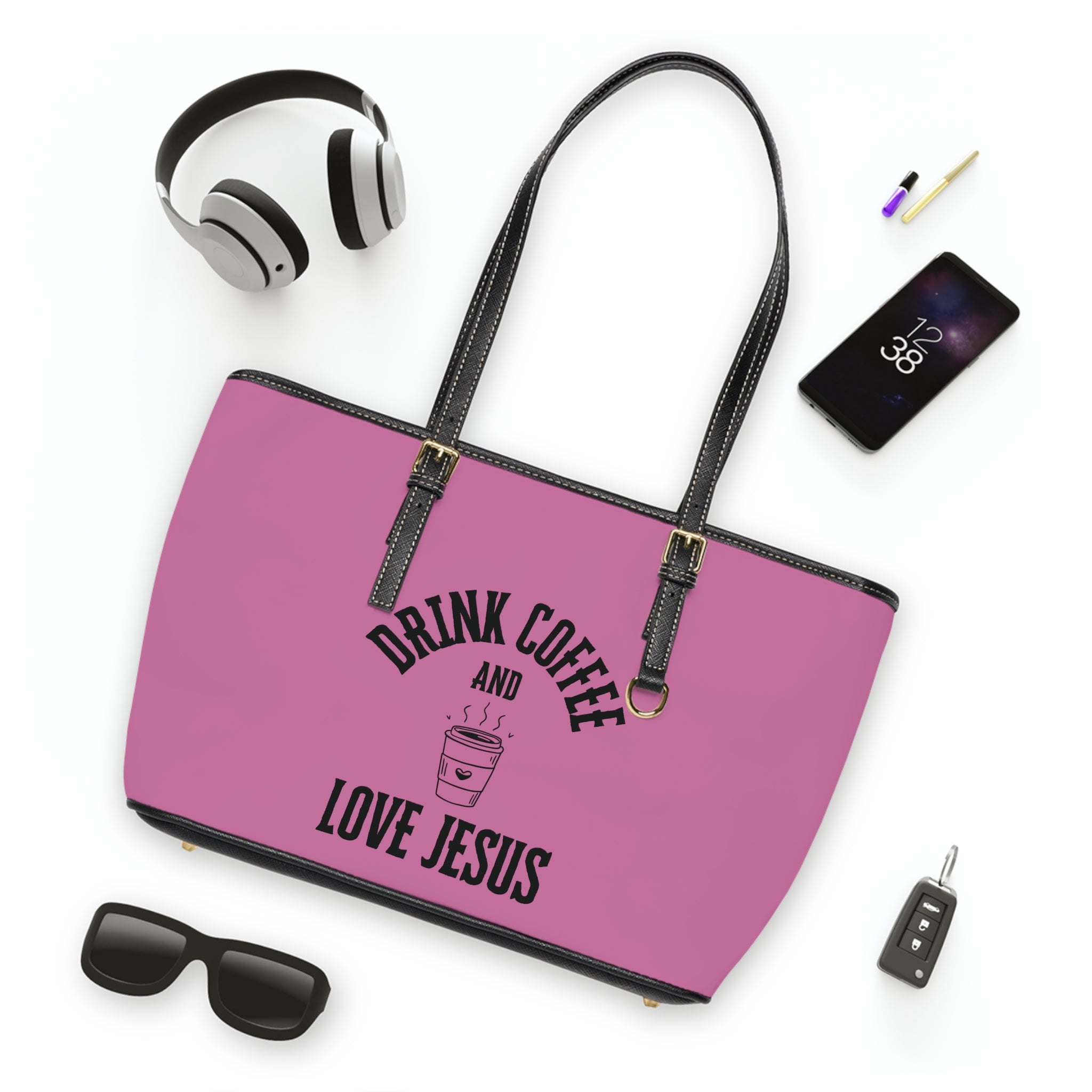 Coffee & Christ Handbag - PU Leather Shoulder Bag