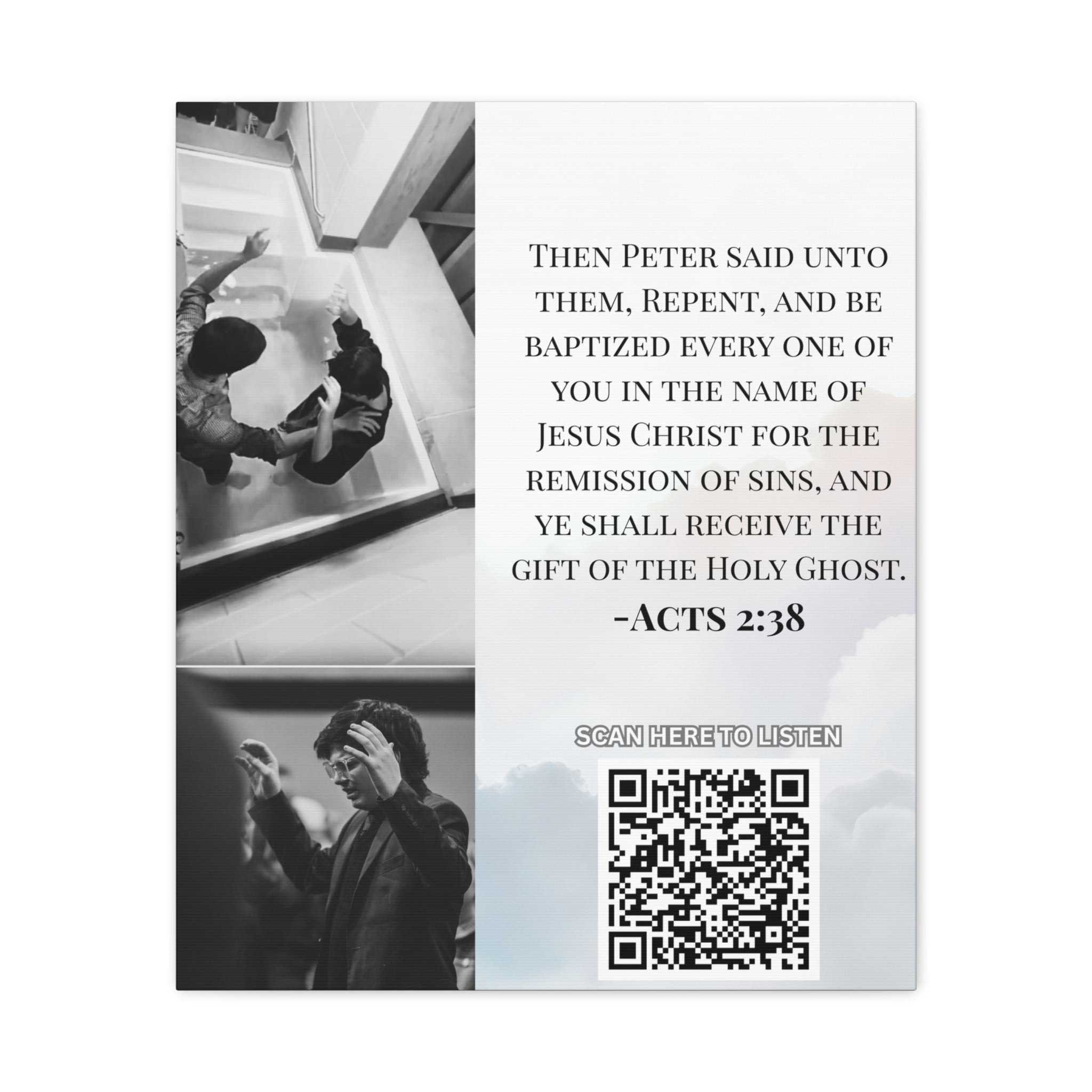 Baptism Holy Ghost Photo Canvas Wall Art w/Personalized Spotify Song Link, Multiple Sizes, Friend Gift, Home Decor, Personalized Art, Modern Wall Decor, Gallery Style Print