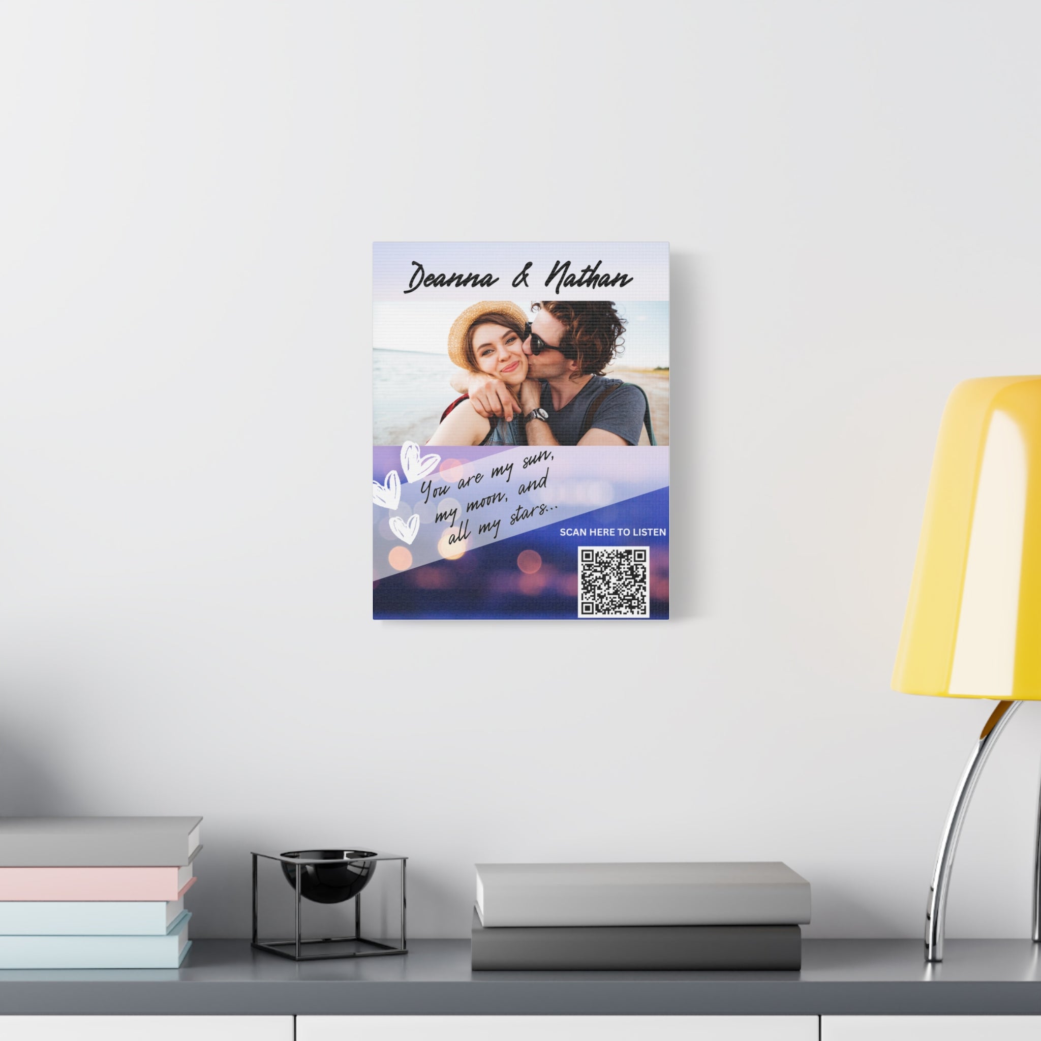 Couples Hearts Photo Canvas Wall Art w/Personalized Spotify Song Link, Multiple Sizes, Friend Gift, Home Decor, Personalized Art, Modern Wall Decor, Gallery Style Print