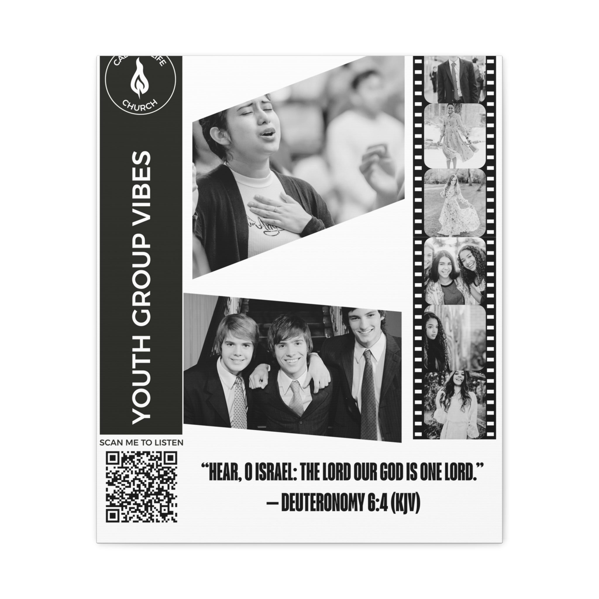 Youth Group Photo Canvas Wall Art w/Personalized Spotify Song Link, Multiple Sizes, Friend Gift, Home Decor, Personalized Art, Modern Wall Decor, Gallery Style Print