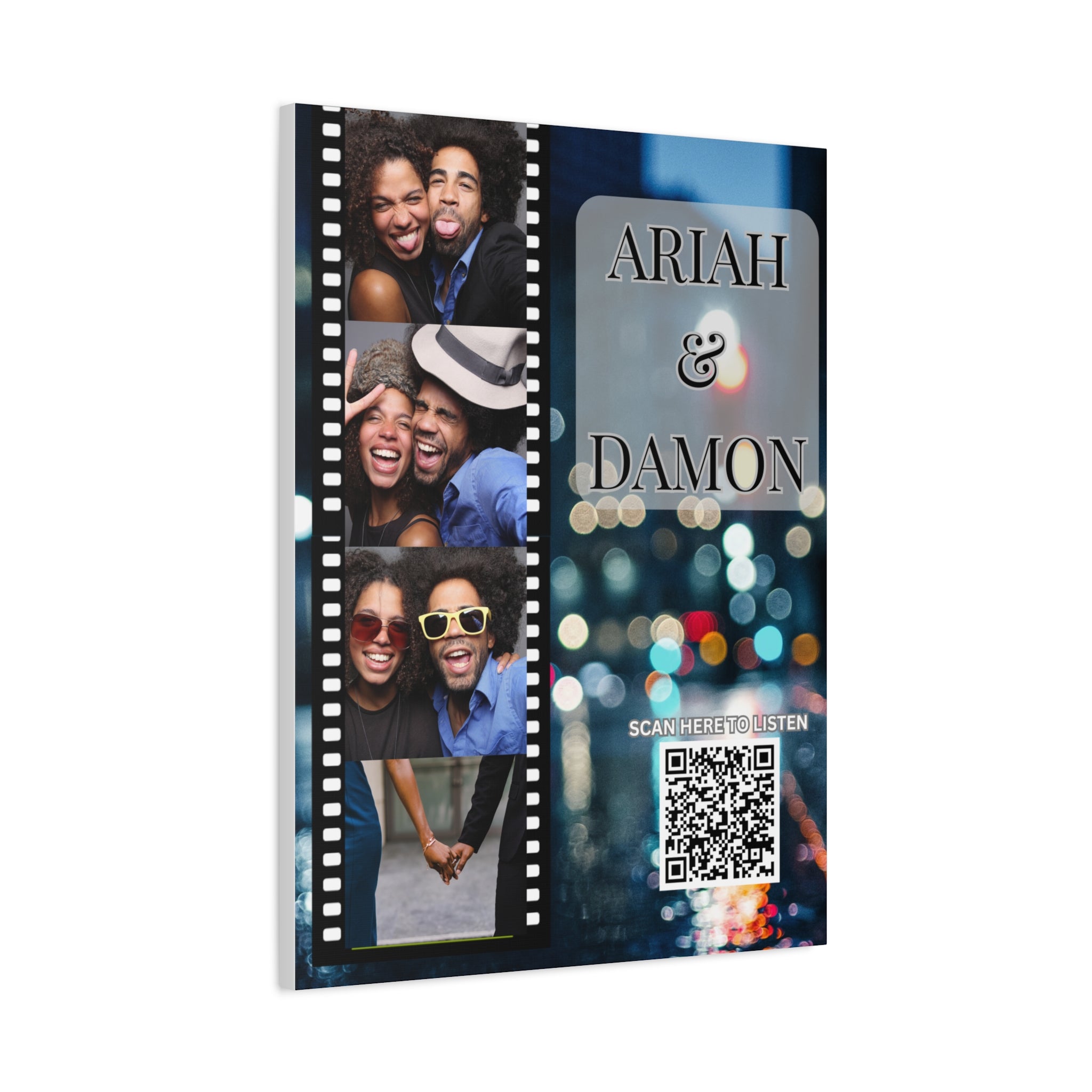 Couples City View Photo Canvas Wall Art w/Personalized Spotify Song Link, Multiple Sizes, Friend Gift, Home Decor, Personalized Art, Modern Wall Decor, Gallery Style Print