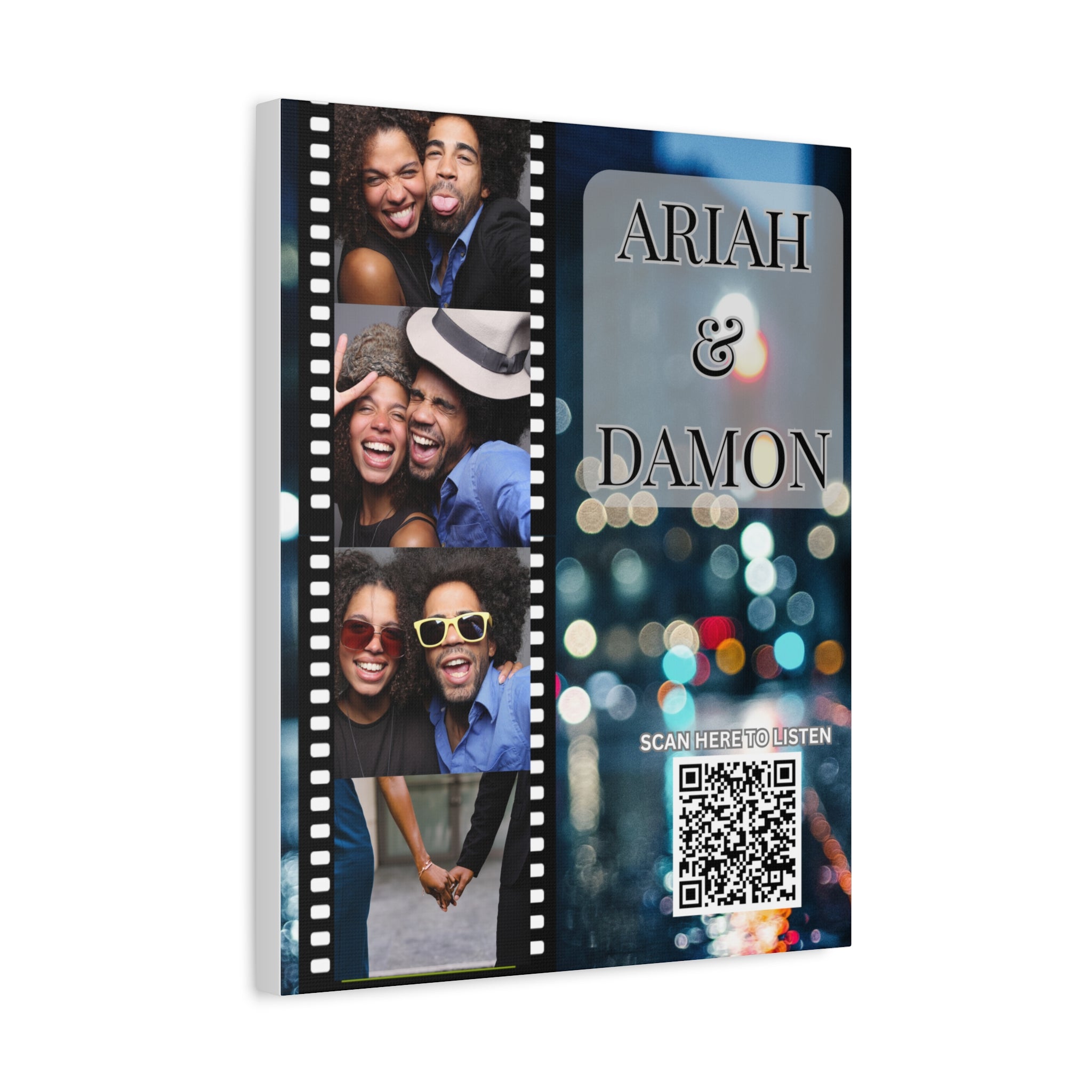 Couples City View Photo Canvas Wall Art w/Personalized Spotify Song Link, Multiple Sizes, Friend Gift, Home Decor, Personalized Art, Modern Wall Decor, Gallery Style Print