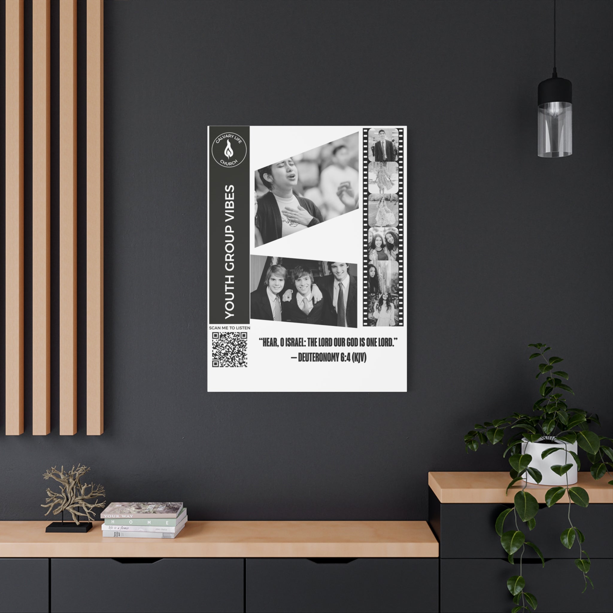 Youth Group Photo Canvas Wall Art w/Personalized Spotify Song Link, Multiple Sizes, Friend Gift, Home Decor, Personalized Art, Modern Wall Decor, Gallery Style Print