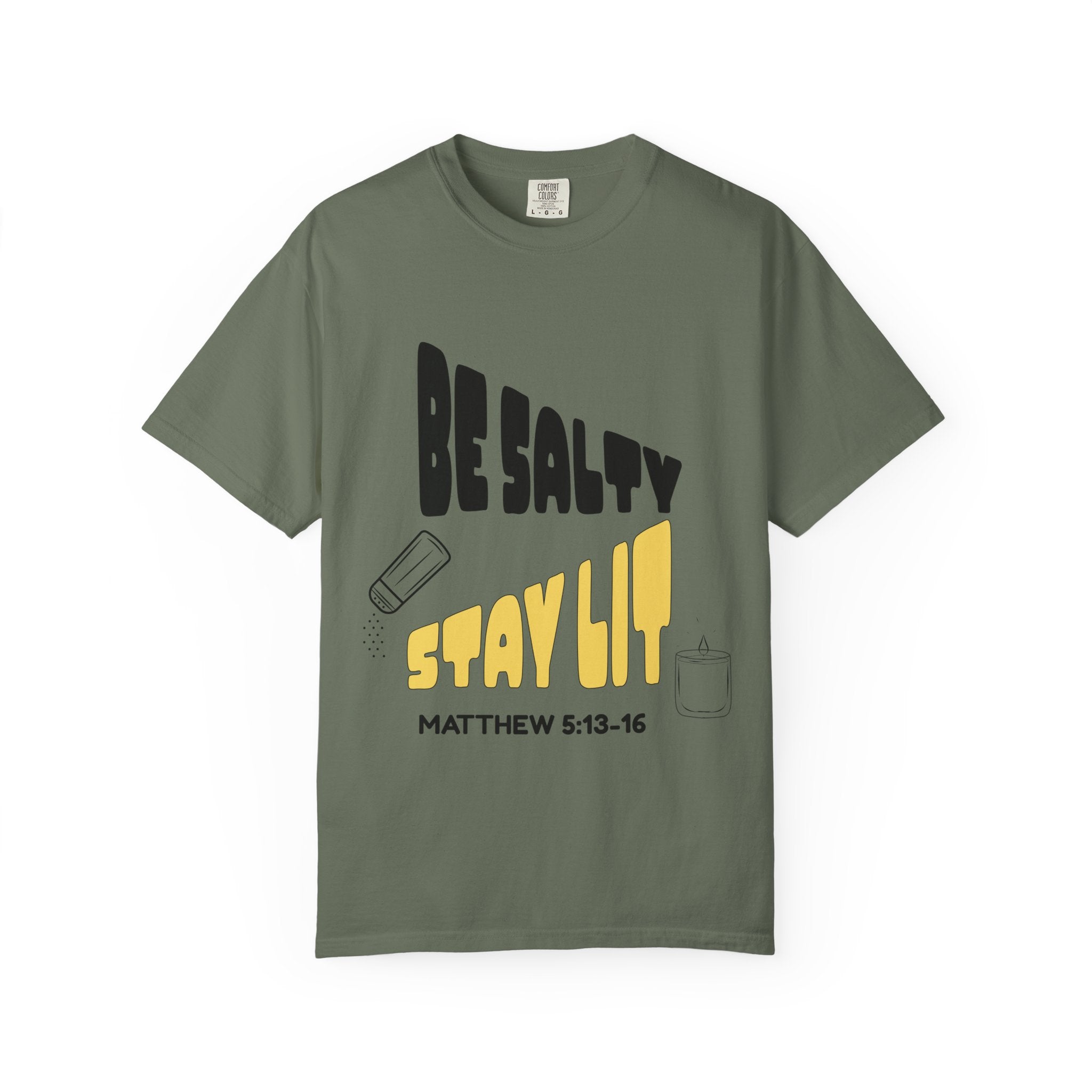 Be Salty Stay Lit Unisex Garment-Dyed T-shirt, Christian Tshirts, Christian Merchandise, Gifts for Church, Gifts for Christmas, Gifts for Birthdays, Christian Apparel