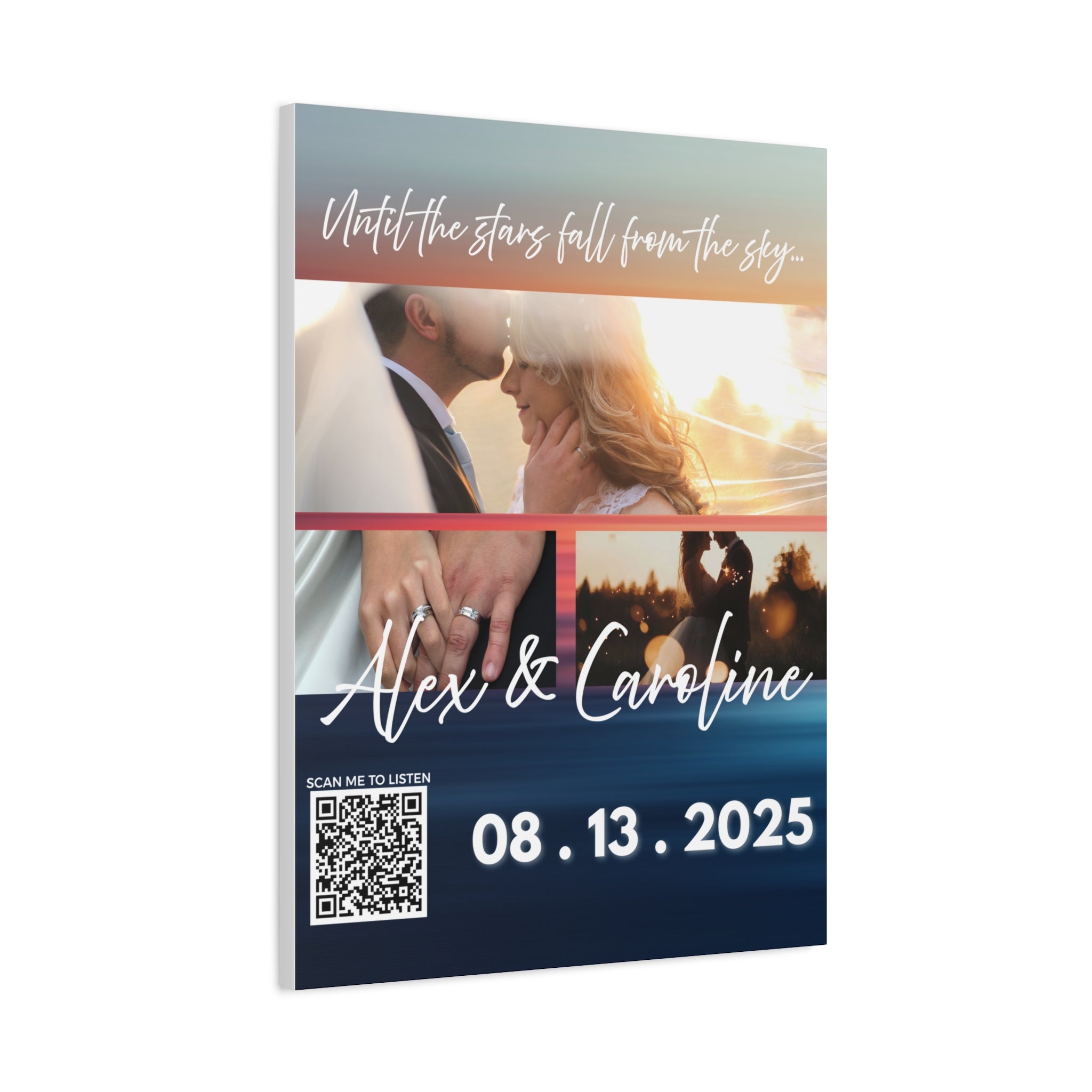 Ocean Wedding Photo Canvas Wall Art w/Personalized Spotify Song Link, Multiple Sizes, Friend Gift, Home Decor, Personalized Art, Modern Wall Decor, Gallery Style Print