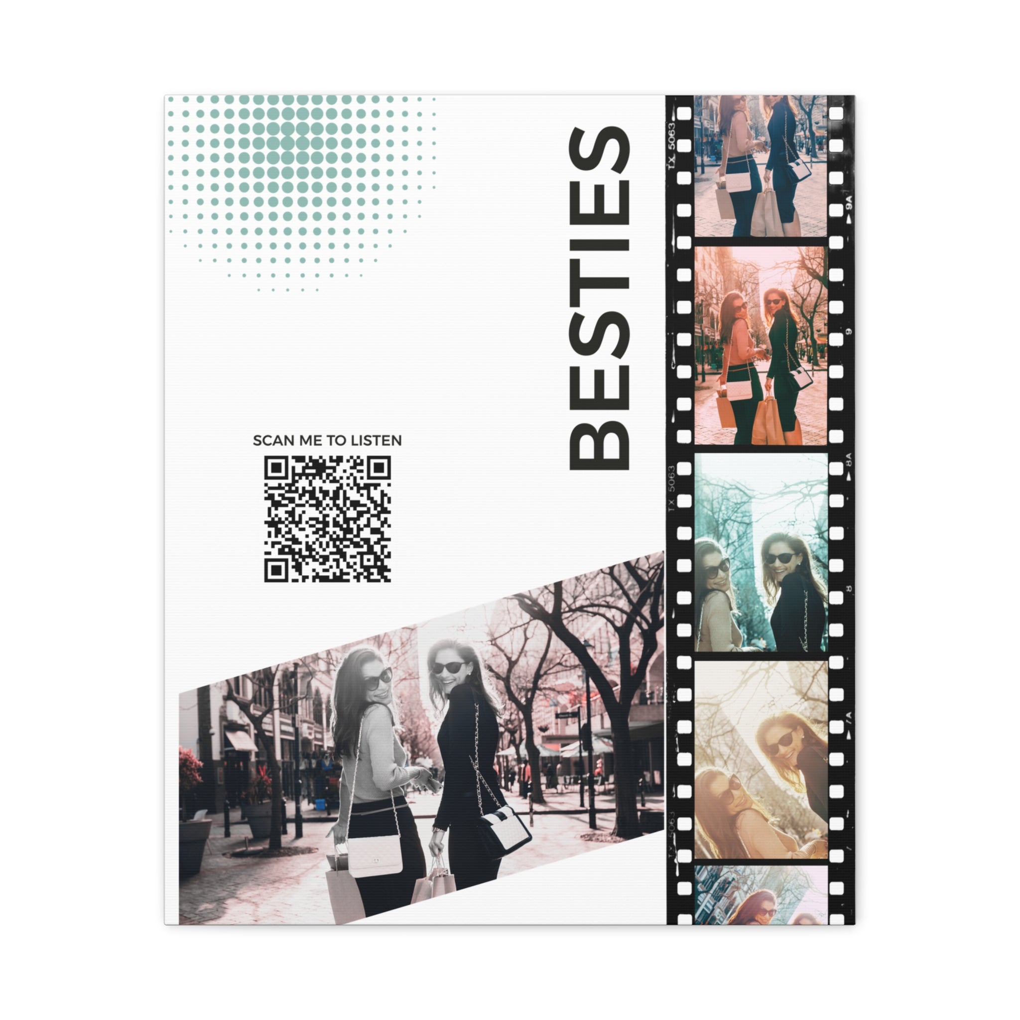 Besties Color Photo Canvas Wall Art w/Personalized Spotify Song Link 20x24, Friend Gift, Home Decor, Personalized Art, Modern Wall Decor, Gallery Style Print