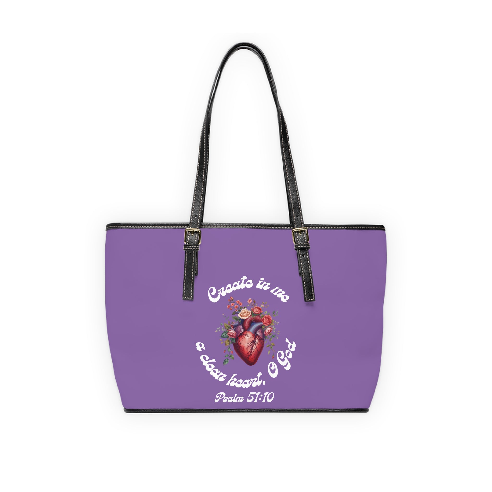 Create In Me A Clean Heart Handbag - PU Leather Shoulder Bag with Psalm 51:10