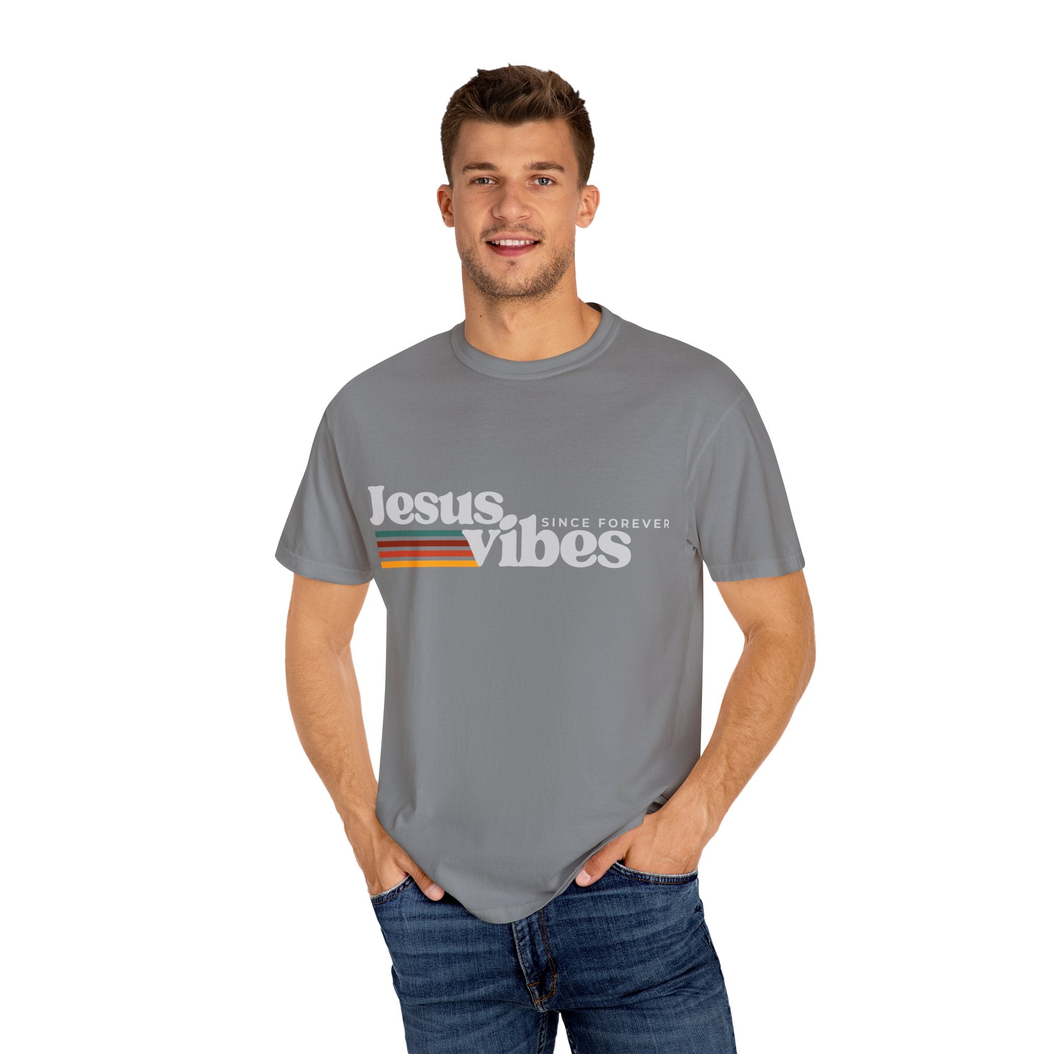 Jesus Vibes Dark Colors Unisex Garment-Dyed T-shirt, Christian Tshirts, Christian Merchandise, Gifts for Church, Gifts for Christmas, Gifts for Birthdays, Christian Apparel