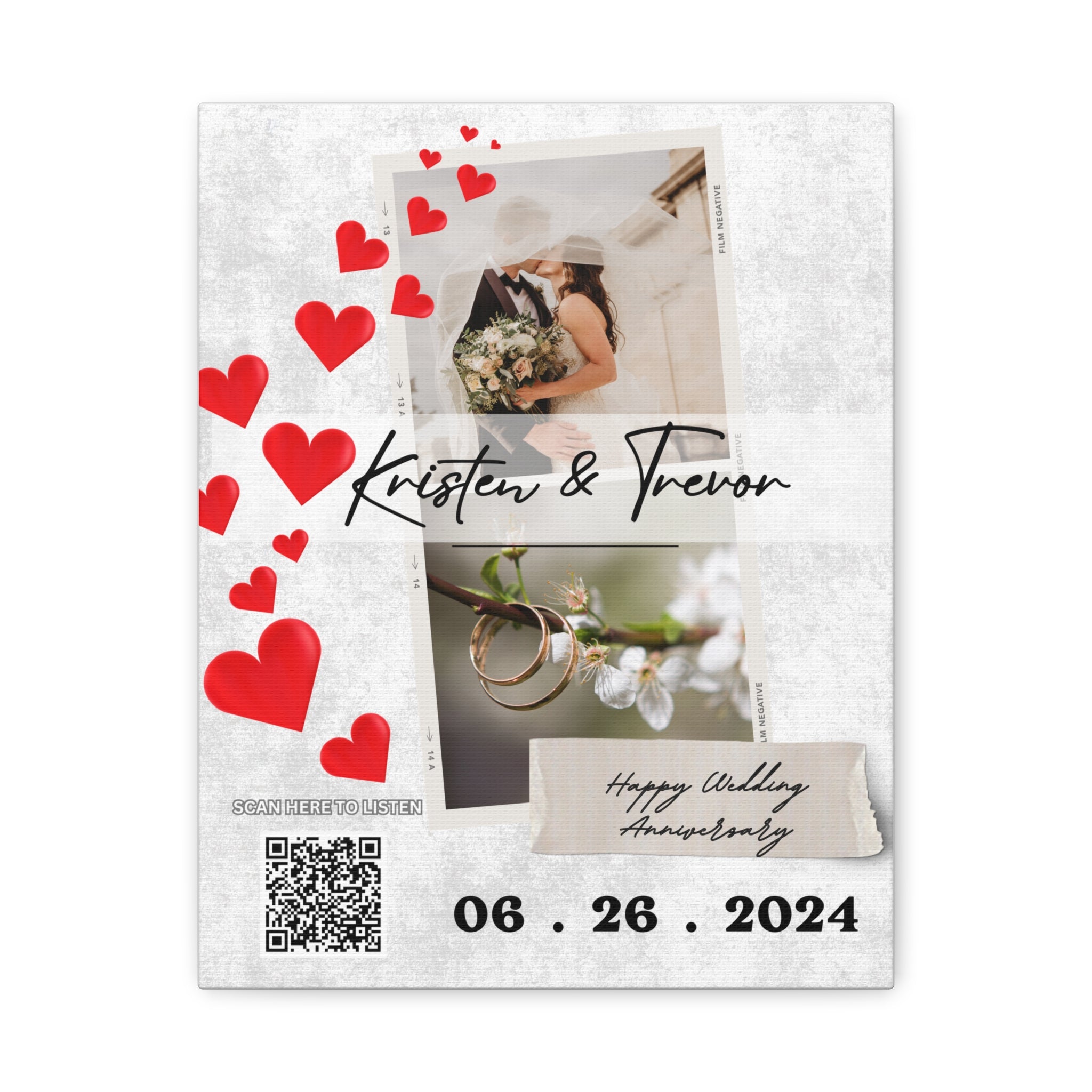 Anniversary Photo Canvas Wall Art w/Personalized Spotify Song Link, Multiple Sizes, Friend Gift, Home Decor, Personalized Art, Modern Wall Decor, Gallery Style Print