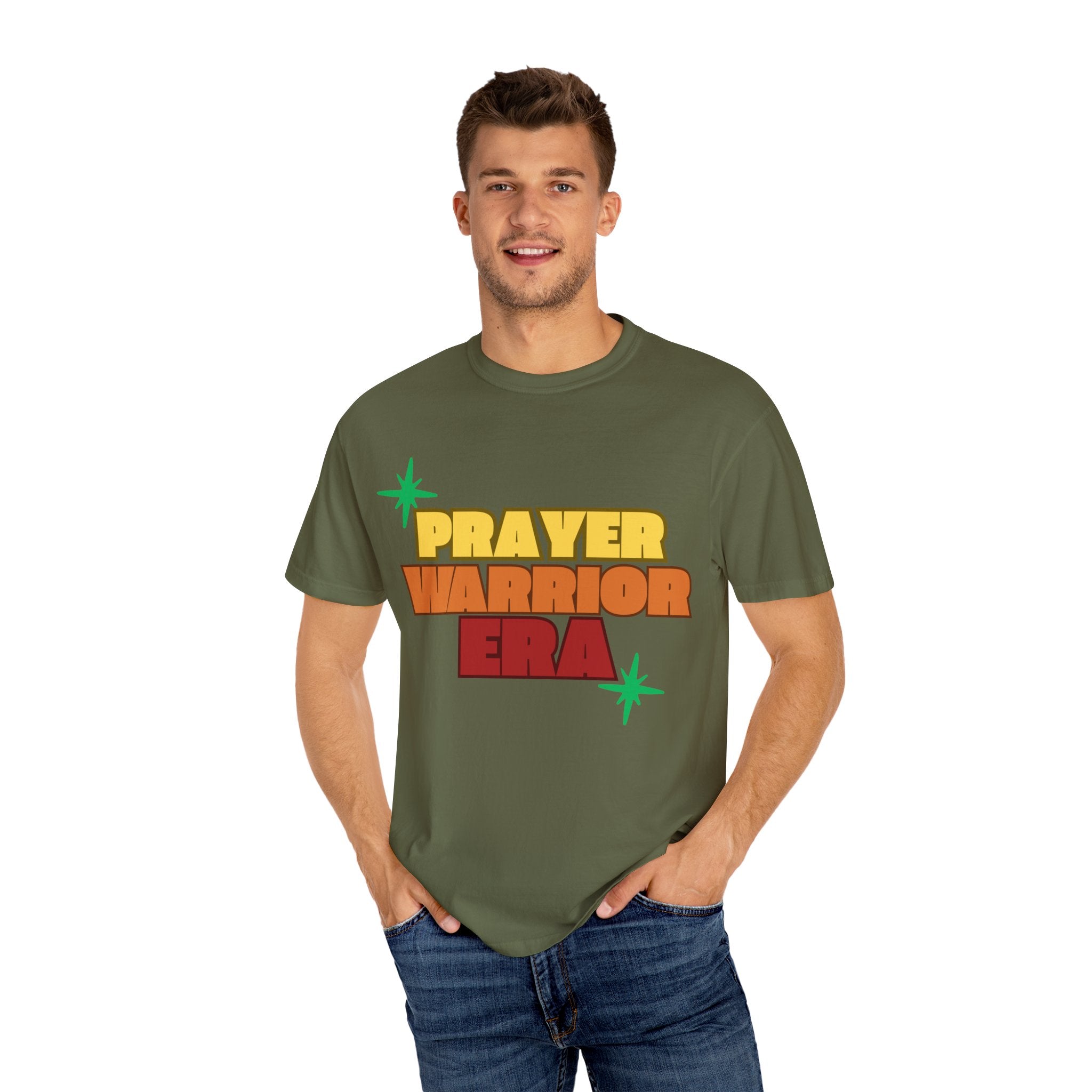 Prayer Warrior Unisex Garment-Dyed T-shirt, Christian Tshirts, Christian Merchandise, Gifts for Church, Gifts for Christmas, Gifts for Birthdays, Christian Apparel