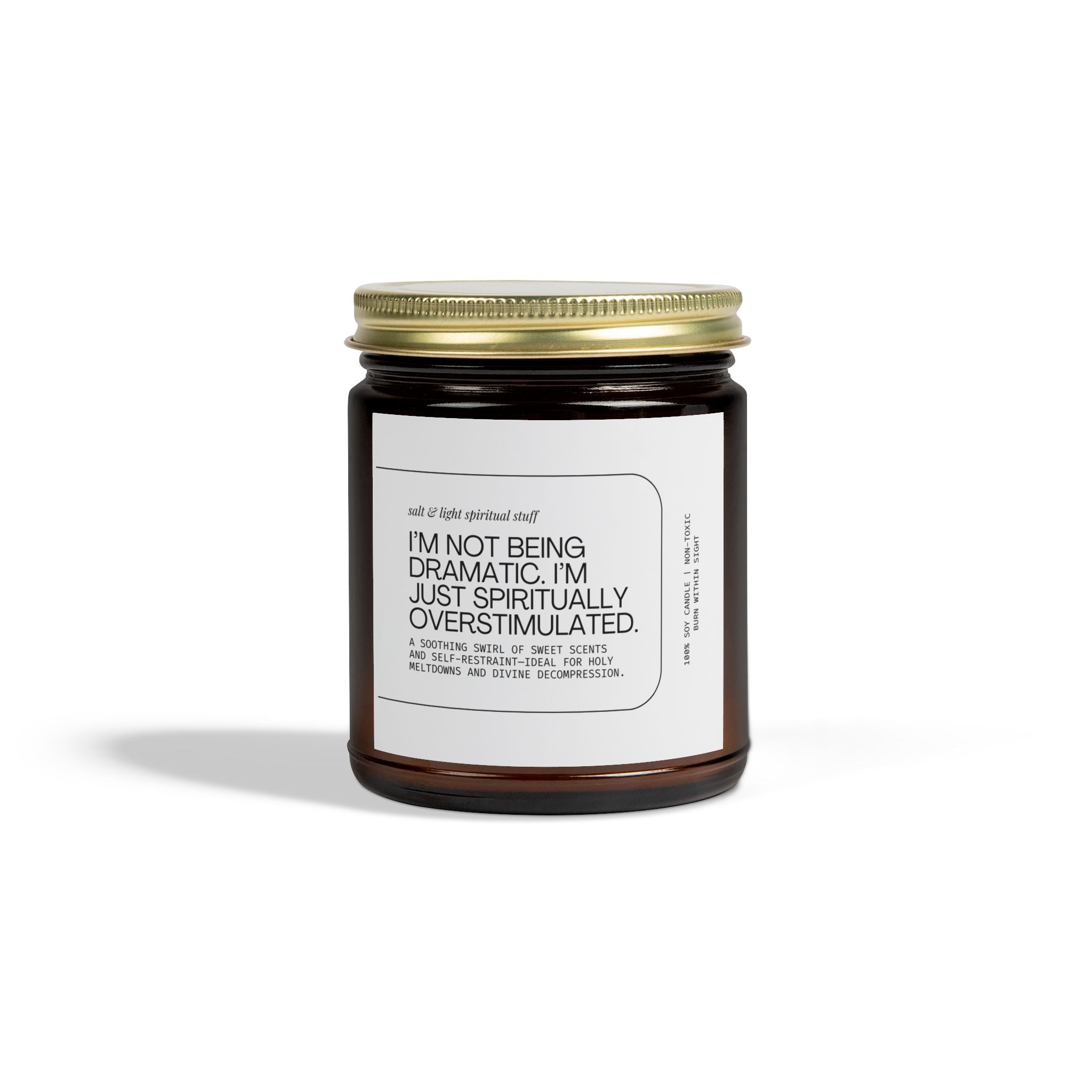 🕯️ Spiritually Overstimulated Candle – Drama-Free Burn Edition, Scented Candles, Coconut Apricot Wax (4 oz, 9 oz), Christian Gifts, Christmas Gifts, Friends Gifts, Gifts for Her, Funny Candles