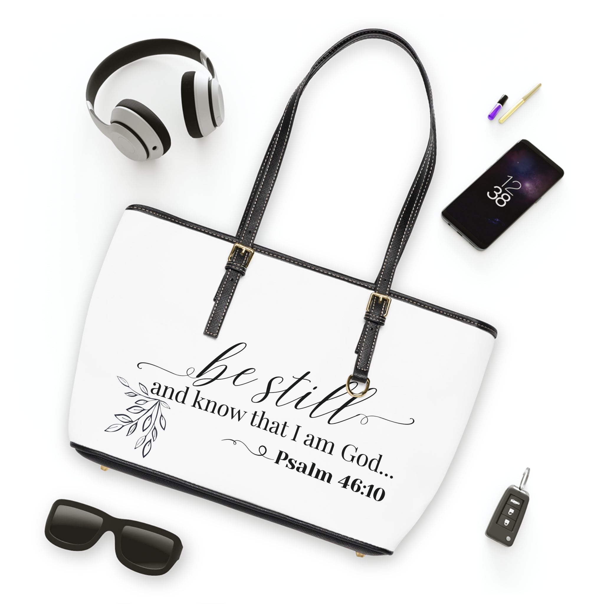 Stillness & Strength Handbag -  PU Leather Shoulder Bag