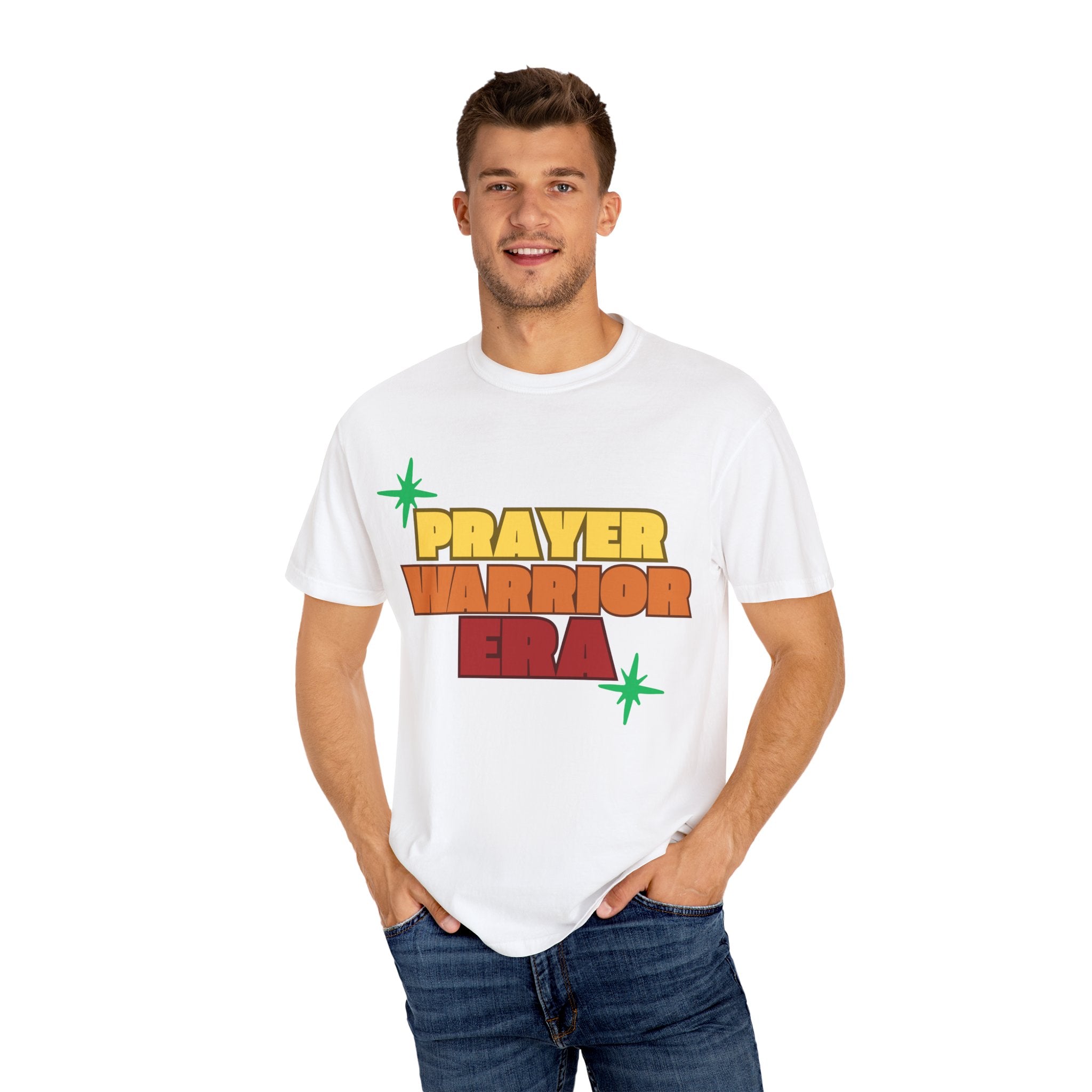 Prayer Warrior Unisex Garment-Dyed T-shirt, Christian Tshirts, Christian Merchandise, Gifts for Church, Gifts for Christmas, Gifts for Birthdays, Christian Apparel