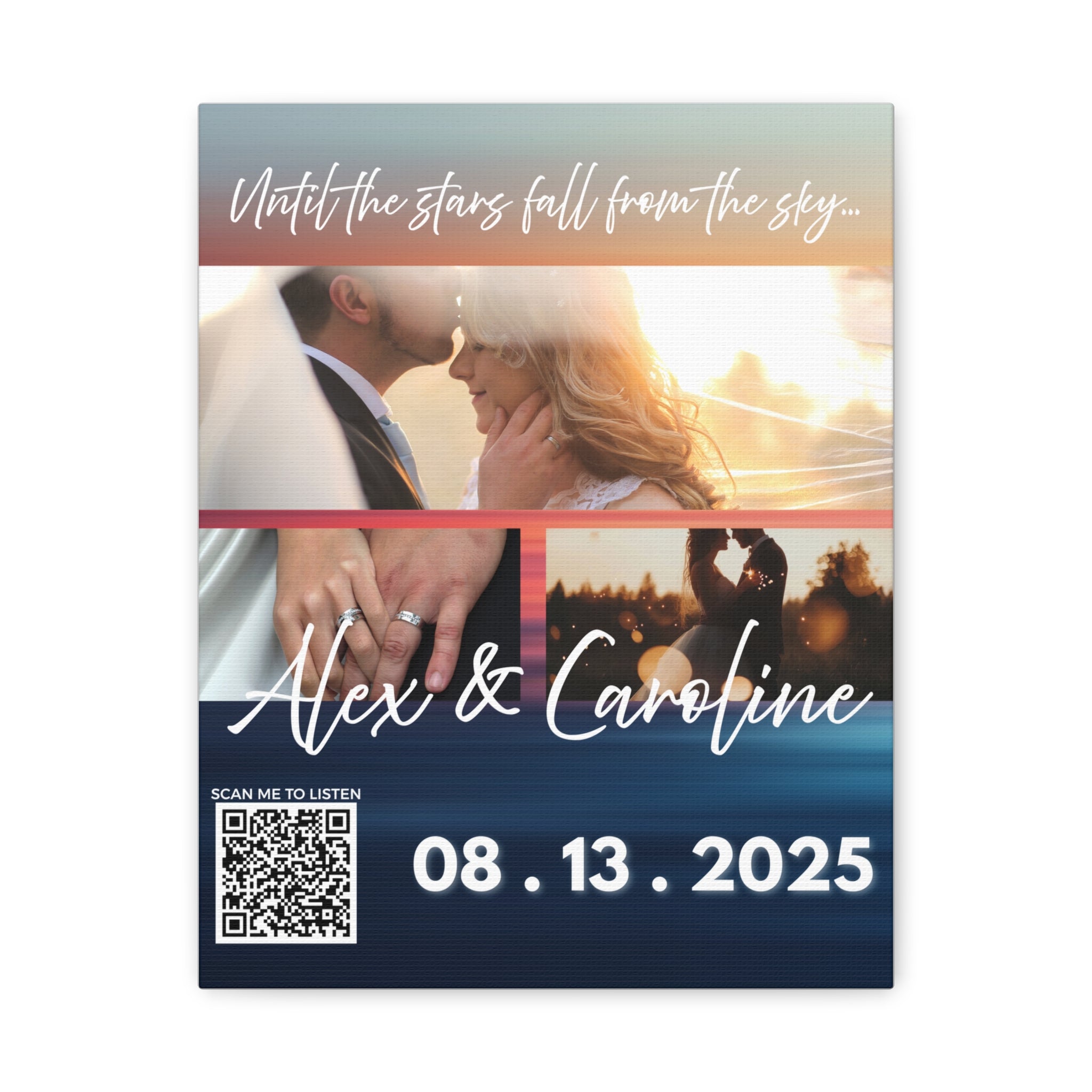 Ocean Wedding Photo Canvas Wall Art w/Personalized Spotify Song Link, Multiple Sizes, Friend Gift, Home Decor, Personalized Art, Modern Wall Decor, Gallery Style Print