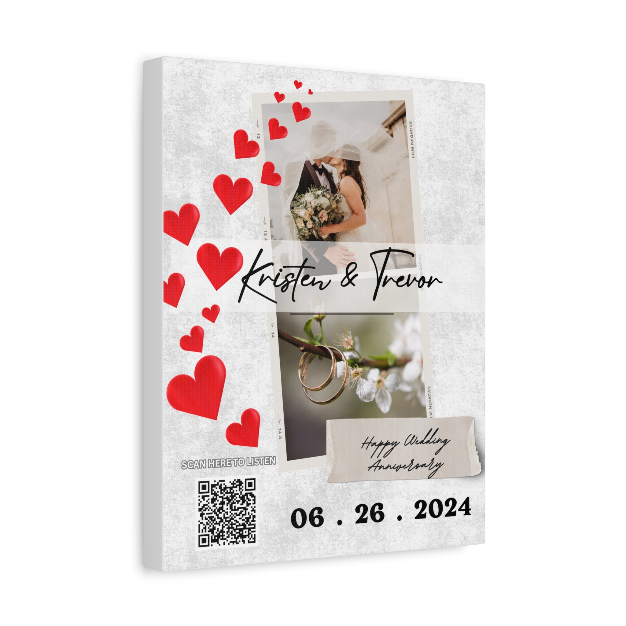 Anniversary Photo Canvas Wall Art w/Personalized Spotify Song Link, Multiple Sizes, Friend Gift, Home Decor, Personalized Art, Modern Wall Decor, Gallery Style Print