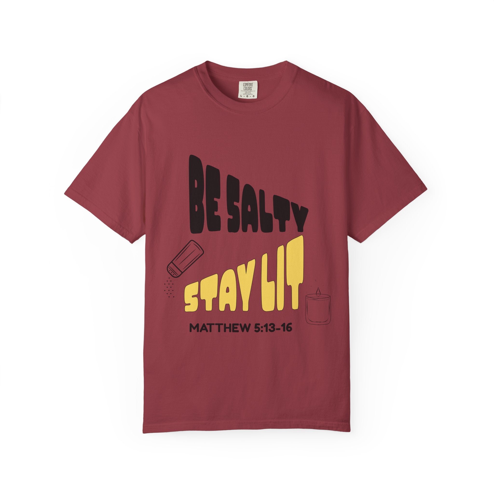 Be Salty Stay Lit Unisex Garment-Dyed T-shirt, Christian Tshirts, Christian Merchandise, Gifts for Church, Gifts for Christmas, Gifts for Birthdays, Christian Apparel