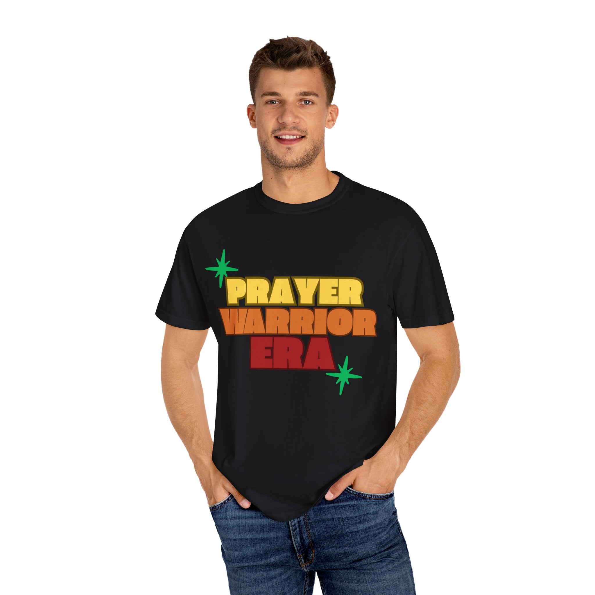 Prayer Warrior Unisex Garment-Dyed T-shirt, Christian Tshirts, Christian Merchandise, Gifts for Church, Gifts for Christmas, Gifts for Birthdays, Christian Apparel