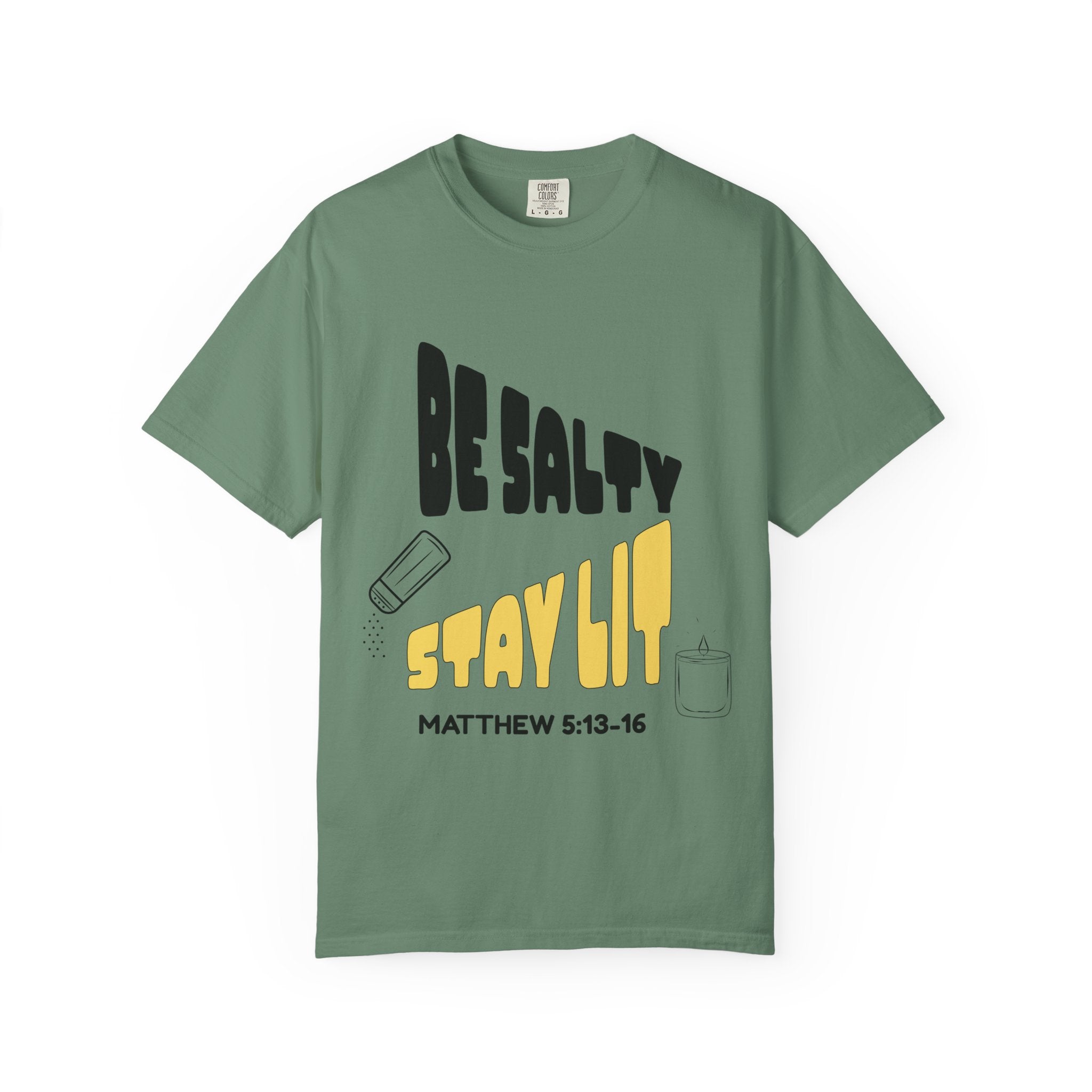 Be Salty Stay Lit Unisex Garment-Dyed T-shirt, Christian Tshirts, Christian Merchandise, Gifts for Church, Gifts for Christmas, Gifts for Birthdays, Christian Apparel