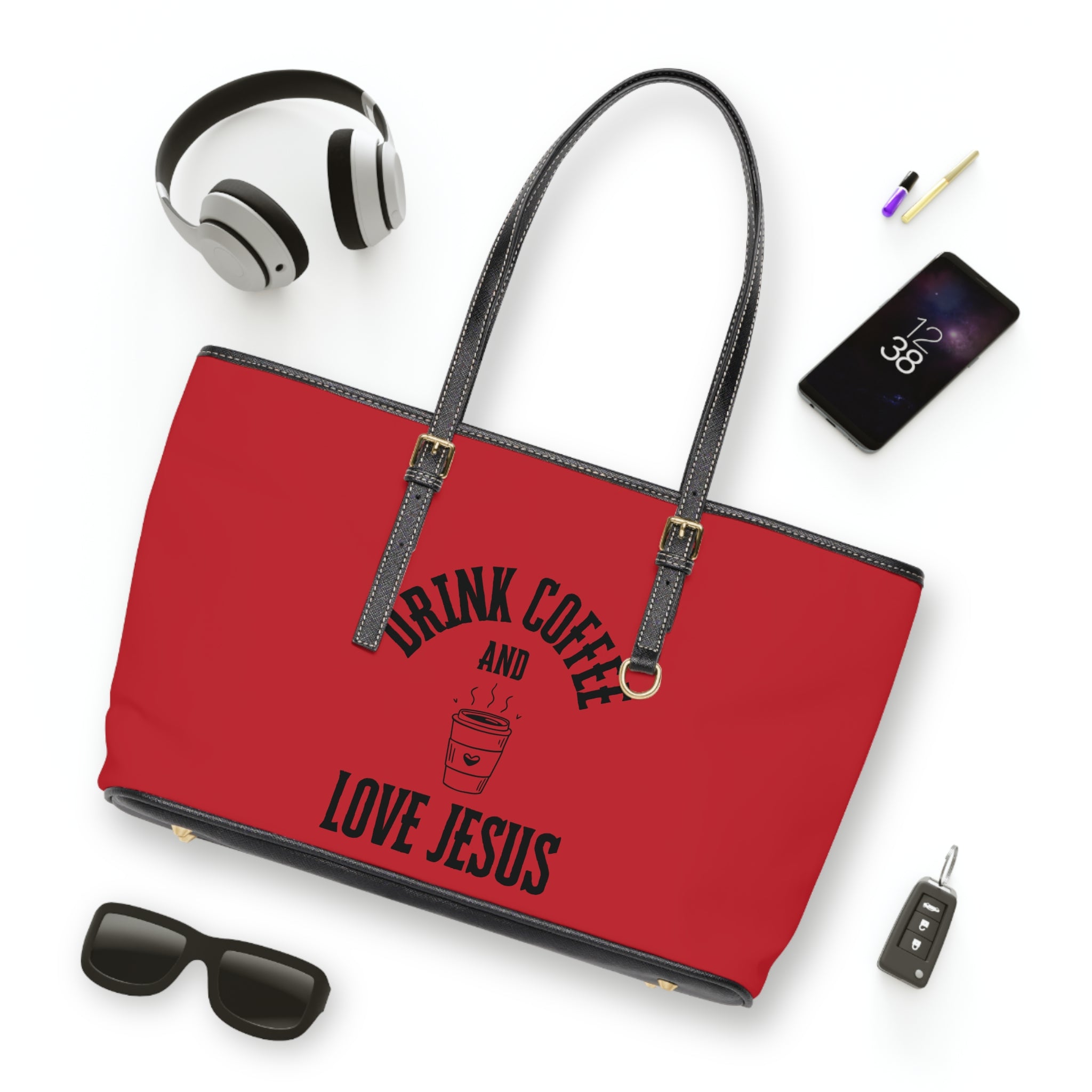 Coffee & Christ Handbag - PU Leather Shoulder Bag