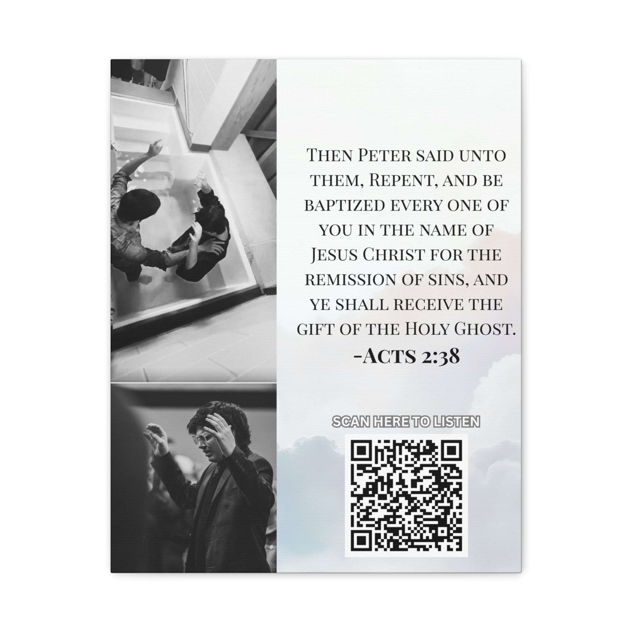 Baptism Holy Ghost Photo Canvas Wall Art w/Personalized Spotify Song Link, Multiple Sizes, Friend Gift, Home Decor, Personalized Art, Modern Wall Decor, Gallery Style Print