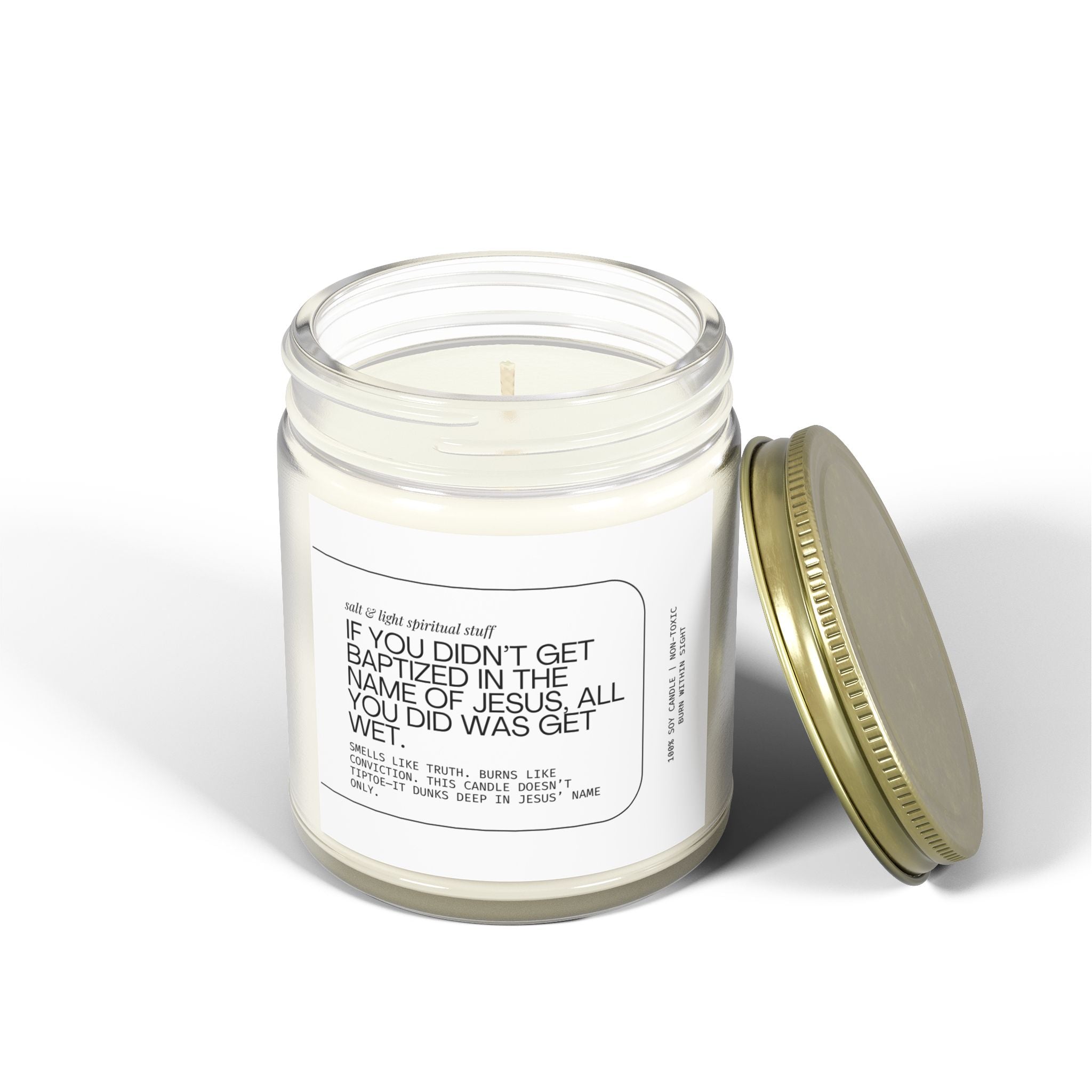 🕯️ Baptized Candle – Spiritual Truth Edition, Scented Candles, Coconut Apricot Wax (4 oz, 9 oz), Christian Gifts, Funny Candles, Christmas Gifts, Birthday Gifts, Gifts for Her, Gifts for Friends