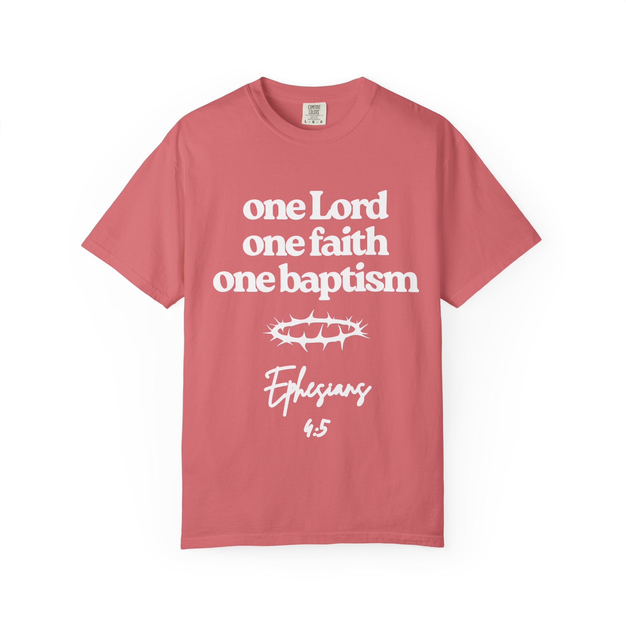 One Lord Unisex Garment-Dyed T-shirt, Christian Tshirts, Christian Merchandise, Gifts for Church, Gifts for Christmas, Gifts for Birthdays, Christian Apparel