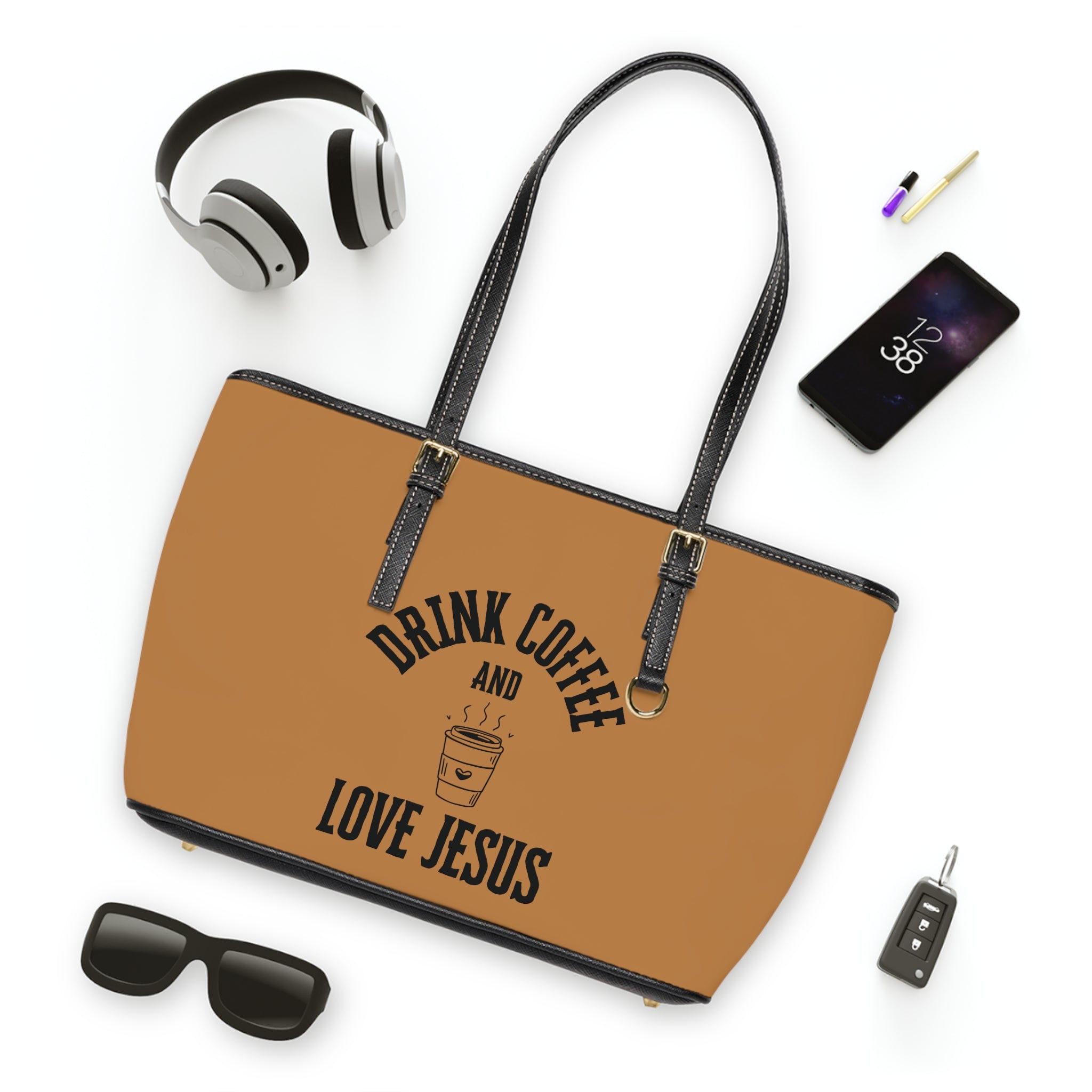 Coffee & Christ Handbag - PU Leather Shoulder Bag