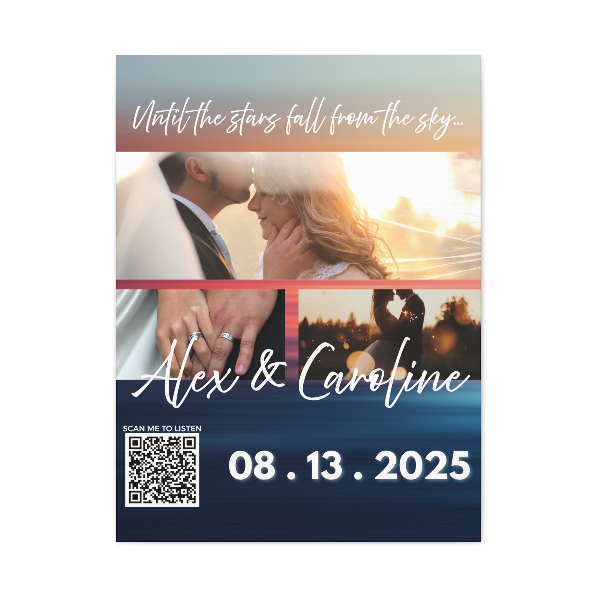 Ocean Wedding Photo Canvas Wall Art w/Personalized Spotify Song Link, Multiple Sizes, Friend Gift, Home Decor, Personalized Art, Modern Wall Decor, Gallery Style Print