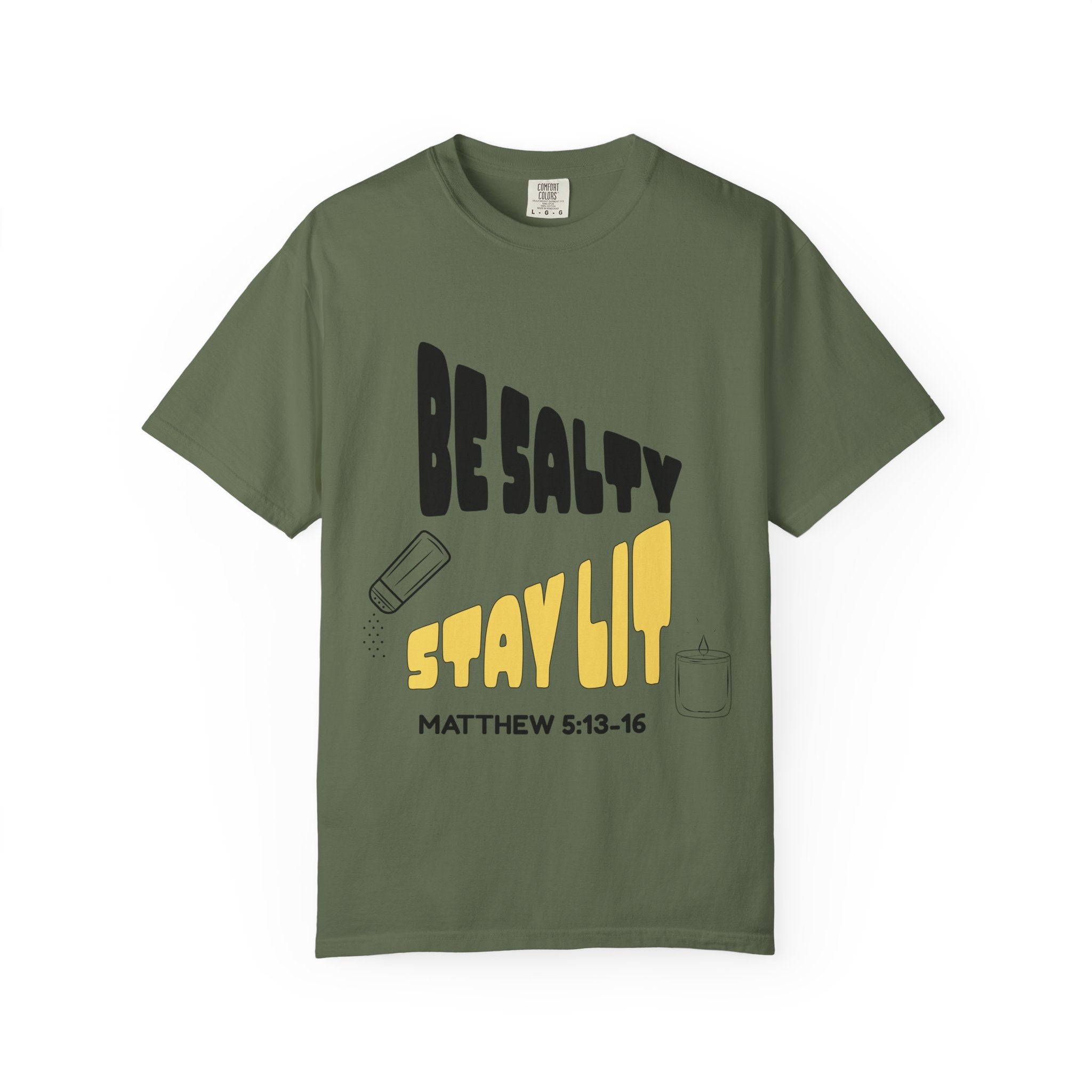 Be Salty Stay Lit Unisex Garment-Dyed T-shirt, Christian Tshirts, Christian Merchandise, Gifts for Church, Gifts for Christmas, Gifts for Birthdays, Christian Apparel