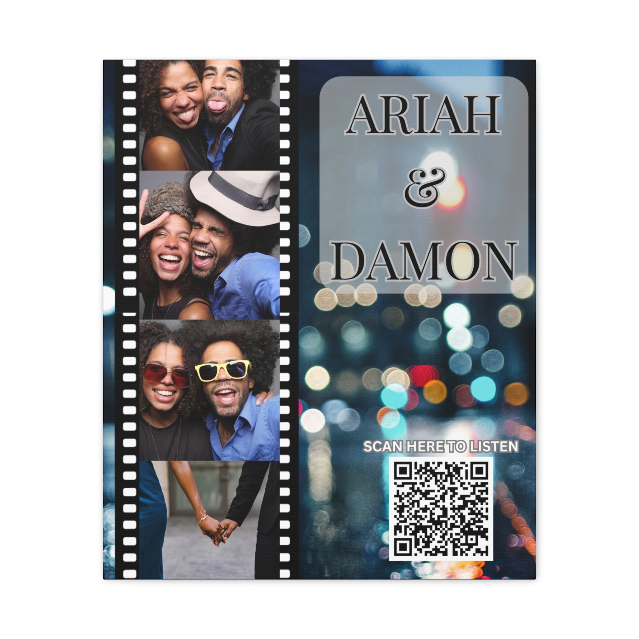 Couples City View Photo Canvas Wall Art w/Personalized Spotify Song Link, Multiple Sizes, Friend Gift, Home Decor, Personalized Art, Modern Wall Decor, Gallery Style Print