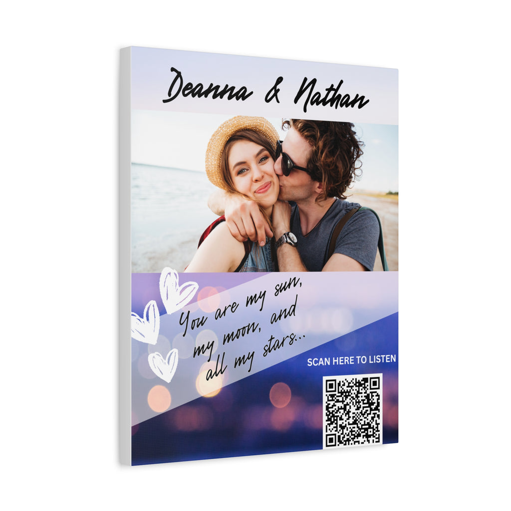 Couples Hearts Photo Canvas Wall Art w/Personalized Spotify Song Link, Multiple Sizes, Friend Gift, Home Decor, Personalized Art, Modern Wall Decor, Gallery Style Print