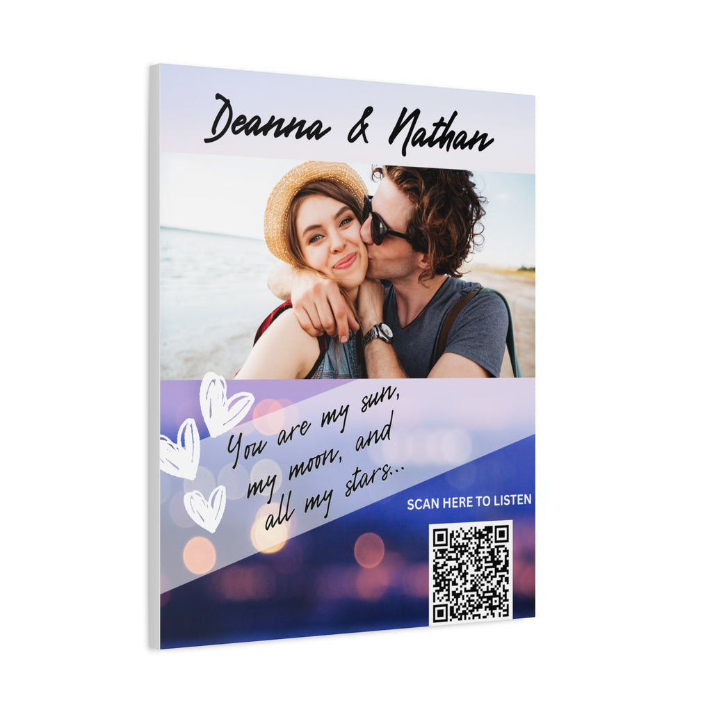 Couples Hearts Photo Canvas Wall Art w/Personalized Spotify Song Link, Multiple Sizes, Friend Gift, Home Decor, Personalized Art, Modern Wall Decor, Gallery Style Print