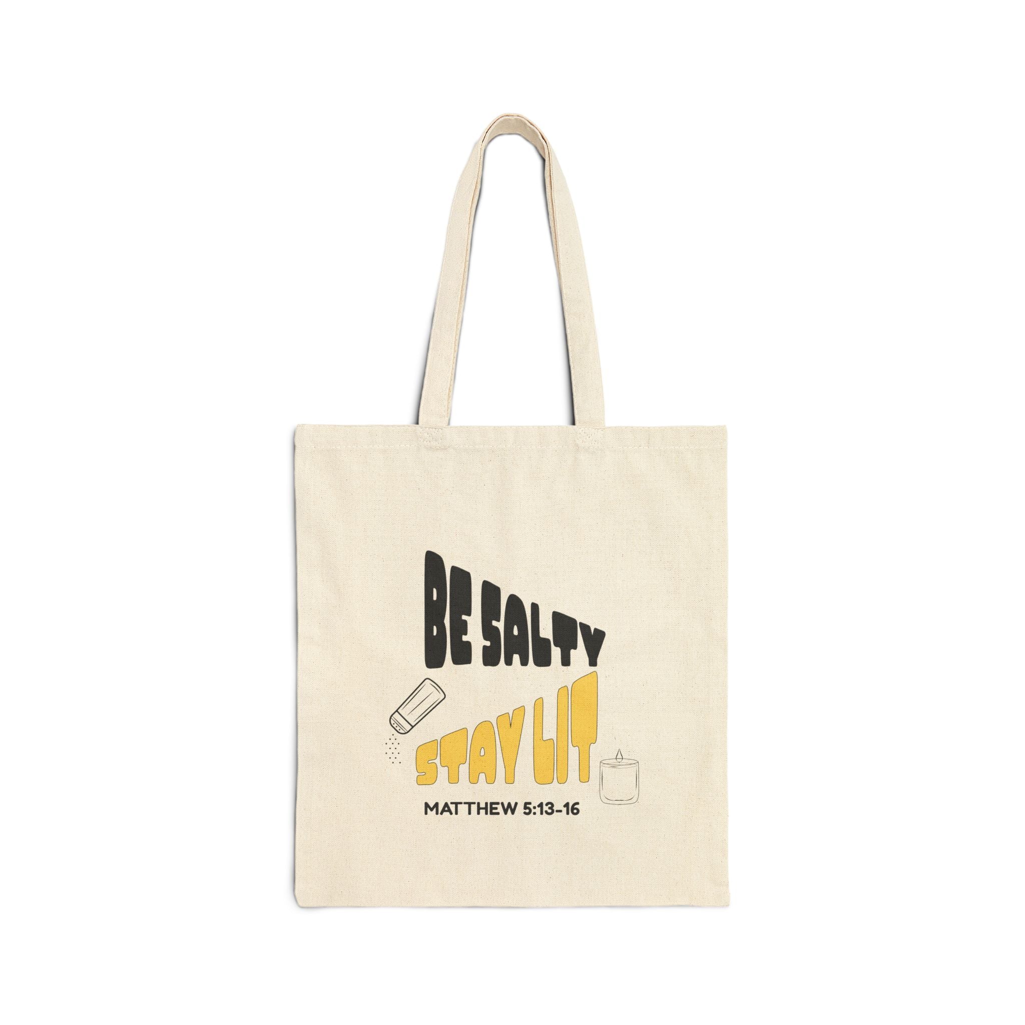 Be Salty Cotton Canvas Tote Bag, Eco-Friendly Grocery Bag, Reusable Shopping Tote, Gift for Christians, Bible Study Accessory
