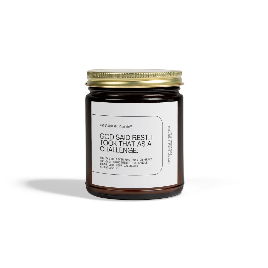 🕯️ God Said Rest Candle – Mid-Life Spiritual MVP Edition, Scented Candles, Coconut Apricot Wax (4 oz, 9 oz), Christian Gifts, Christmas Gifts, Gifts for Friends, Gifts for Her, Birthday Gifts