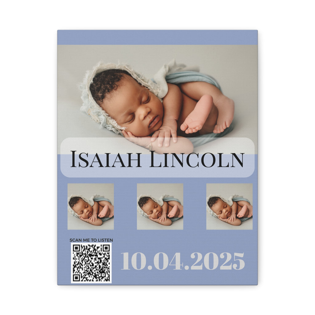 Baby Blue Grey Photo Canvas Wall Art w/Personalized Spotify Song Link, Multiple Sizes, Friend Gift, Home Decor, Personalized Art, Modern Wall Decor, Gallery Style Print