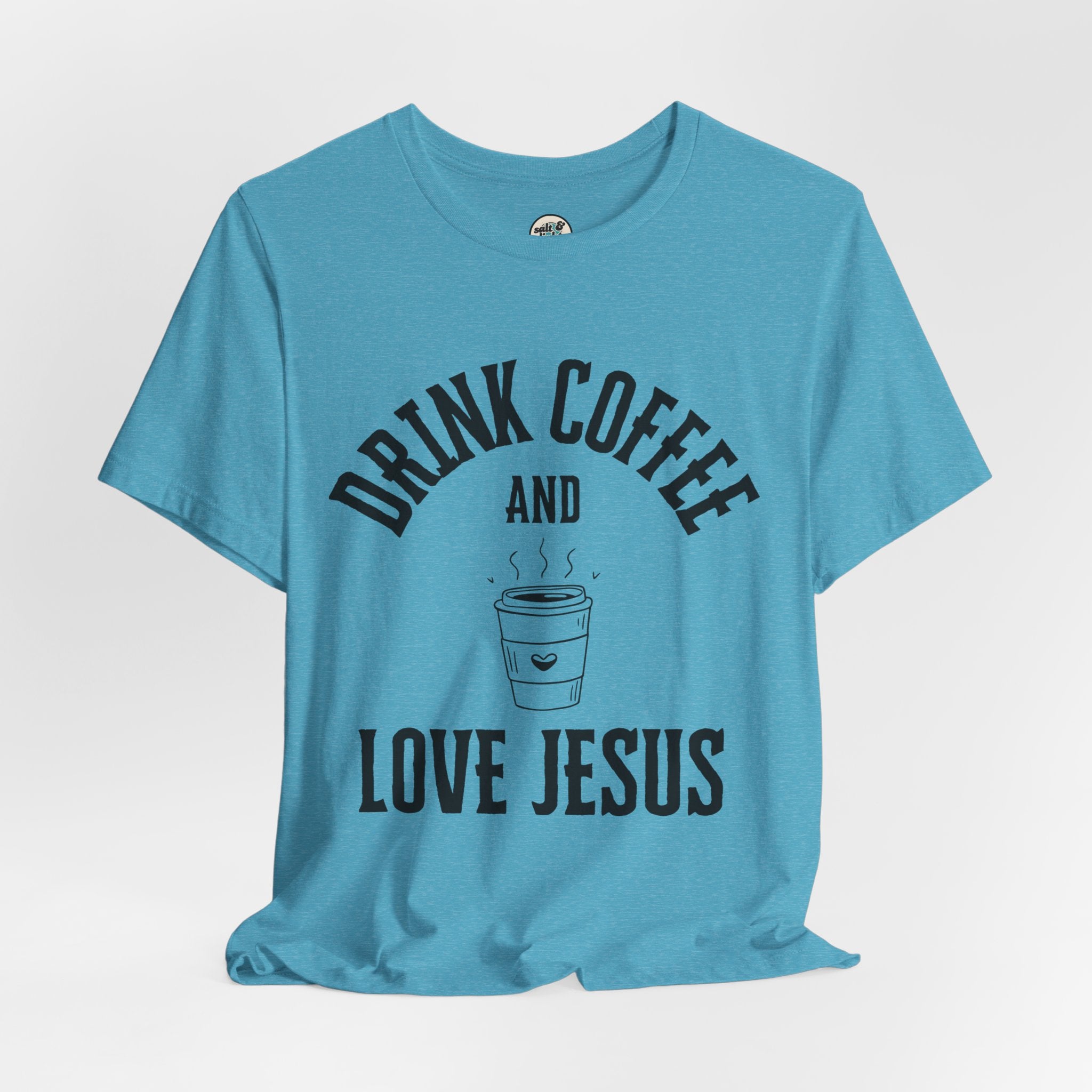 Drink Coffee Love Jesus Tee, Perfect for Gift, Casual Wear, Christian Clothing, Gifts for Ministry, Christmas Gifts, Birthday Gifts, Gifts for Her, Gifts for Friends